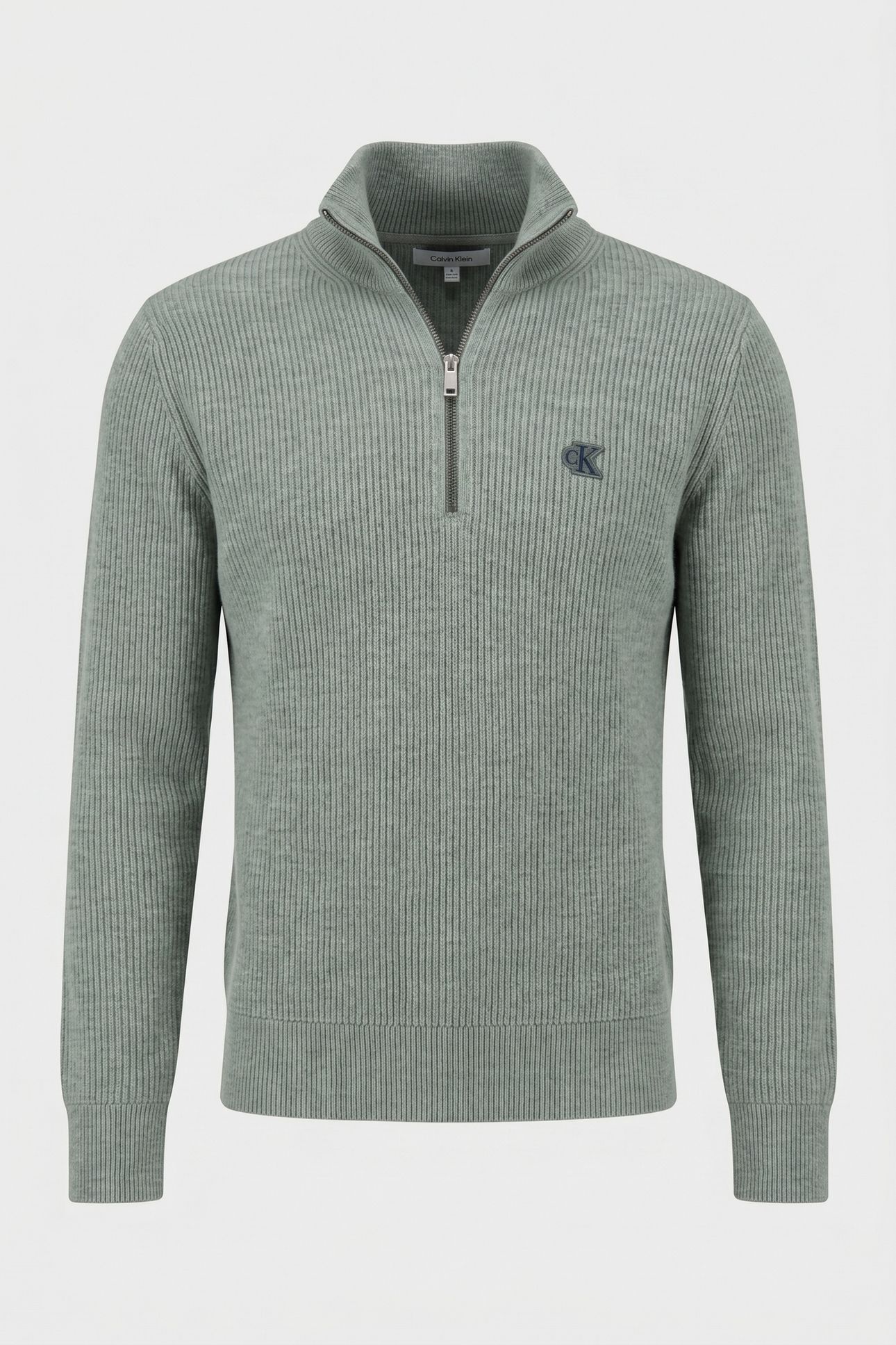 LS RIBBED QUARTER ZIP SWEATER AUTUMN GREEN 3
