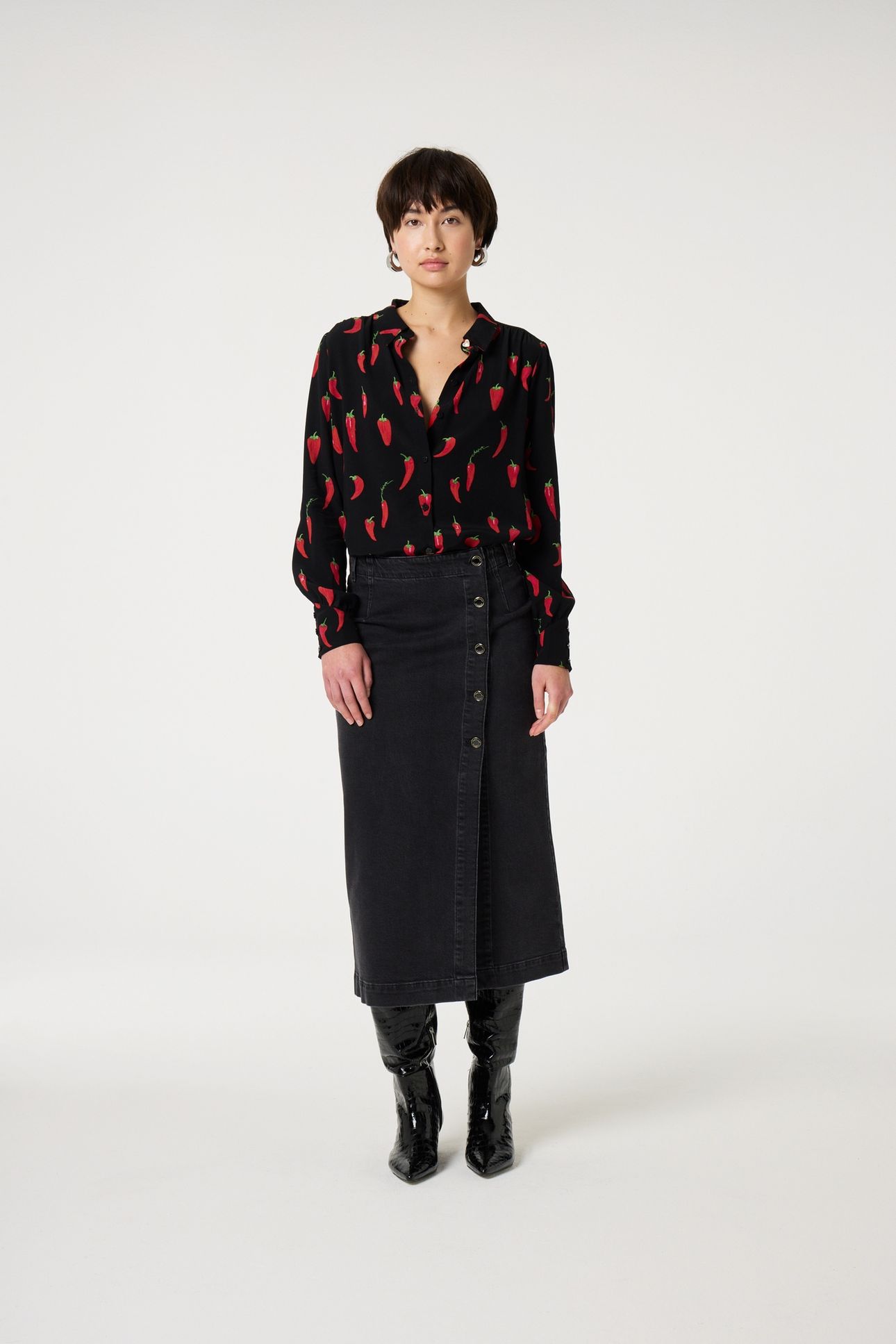 COCO BLOUSE BLACK/RED HOT CHILLI 2