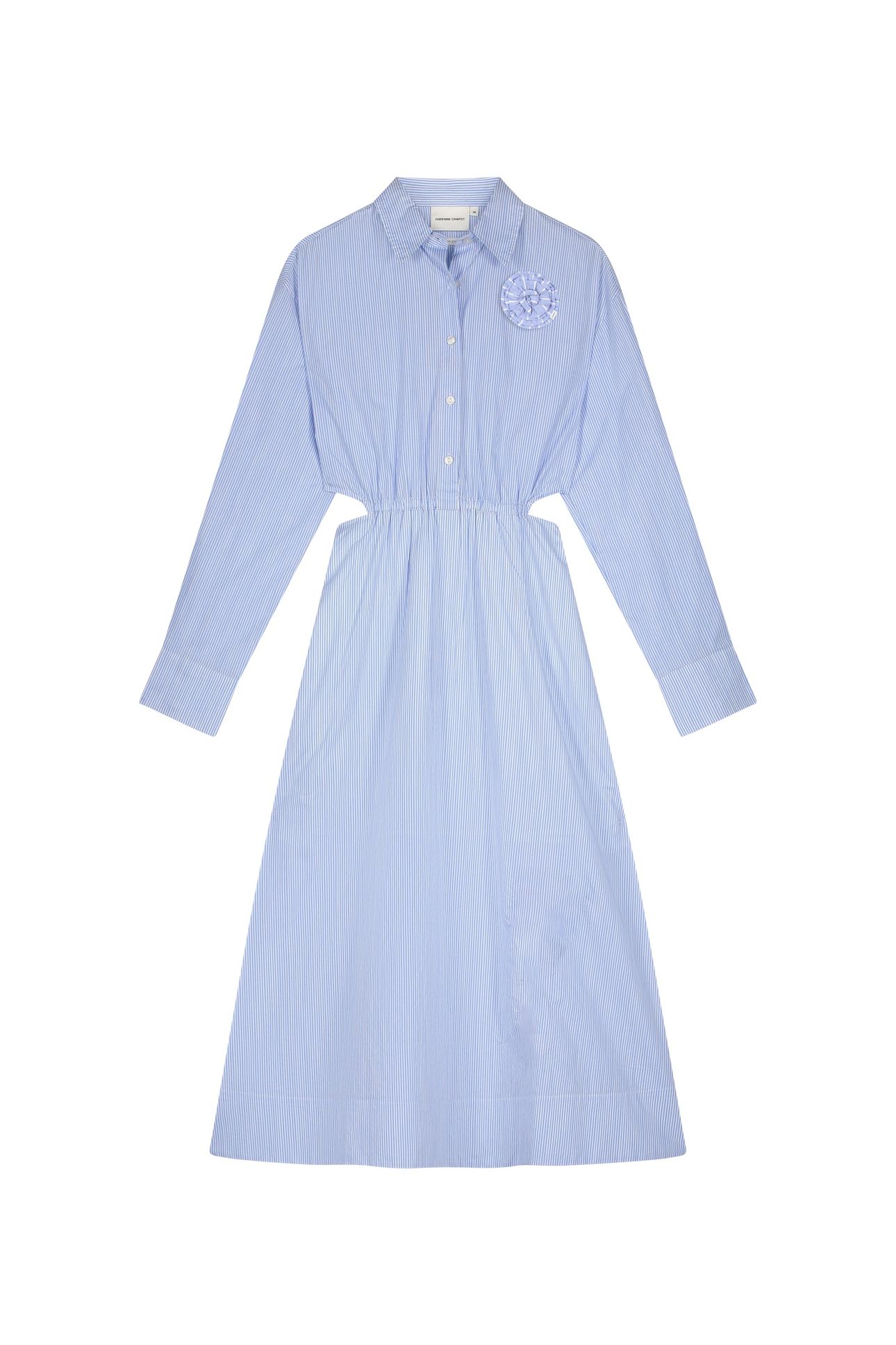 CAMILA DRESS WARM WHITE/POOL BLUE 4