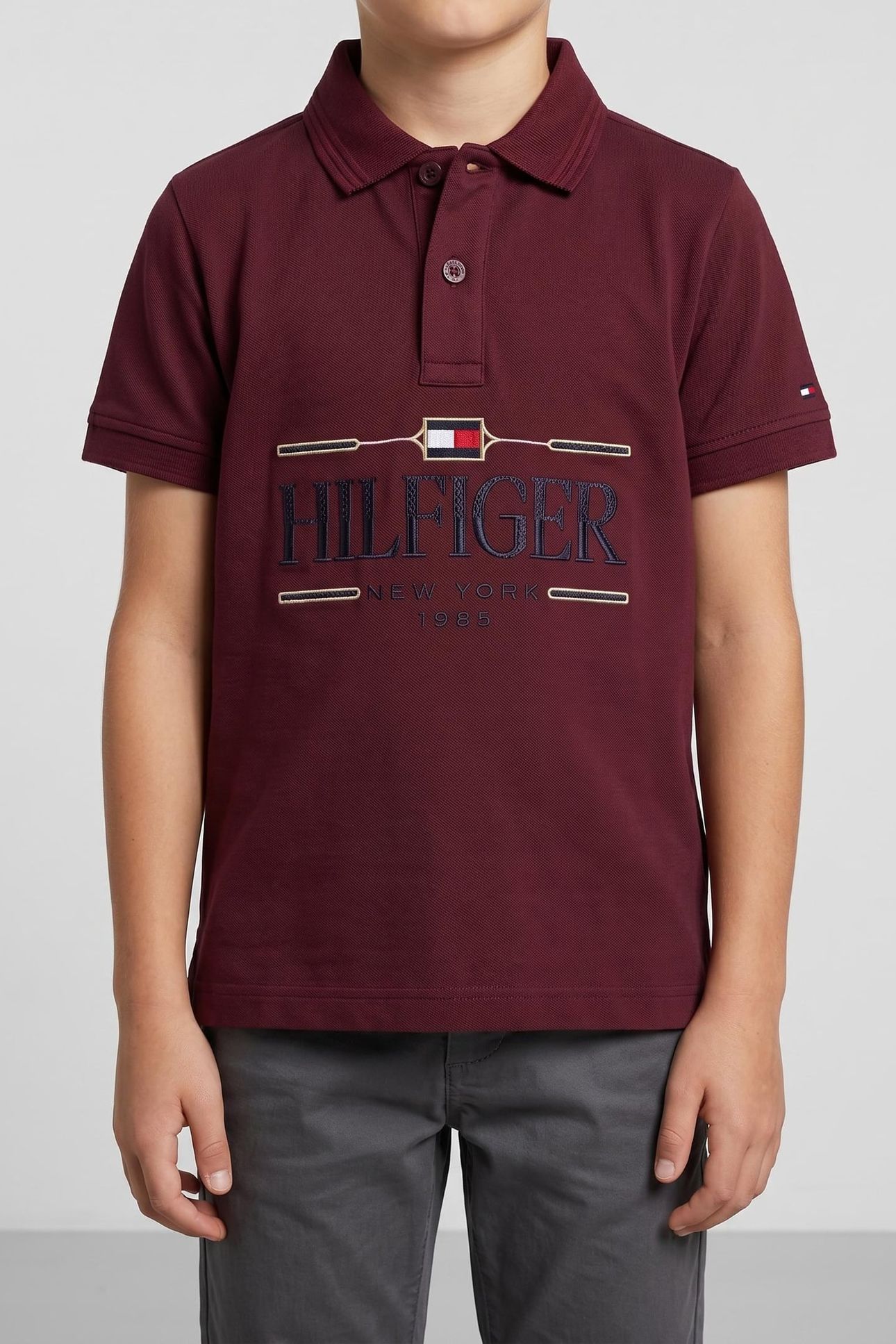 BOYS TOMMY ICONS POLO DEEP ROUGE 1