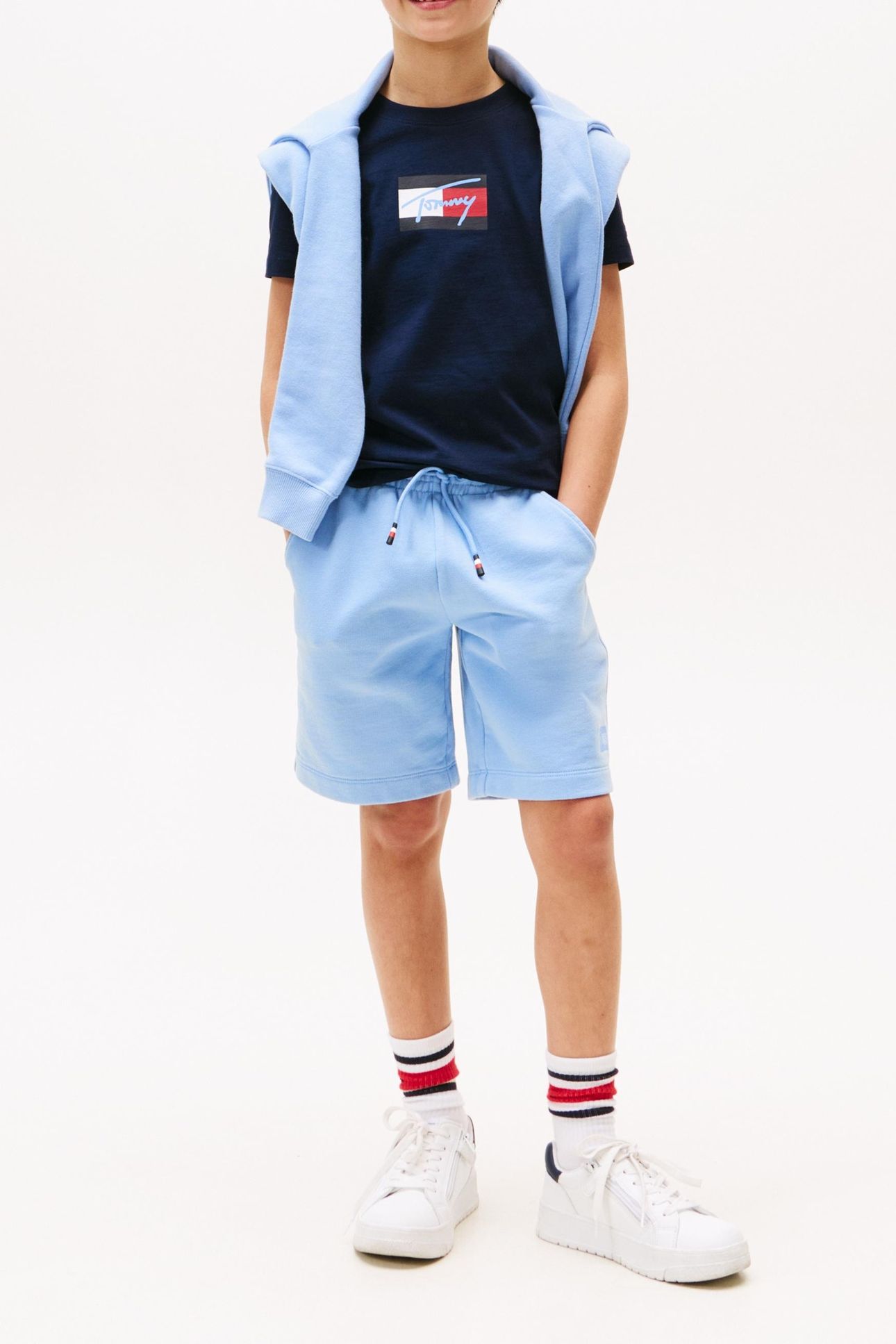 BOYS TOMMY SCRIPT FLAG TEE DARK NIGHT NAVY 2
