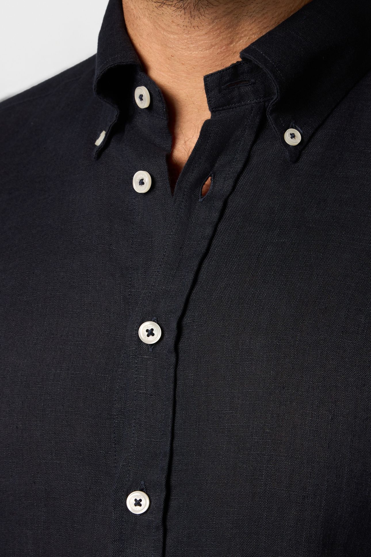 SLIM FIT LINEN BUTTON DOWN SHIRT NAVY 7