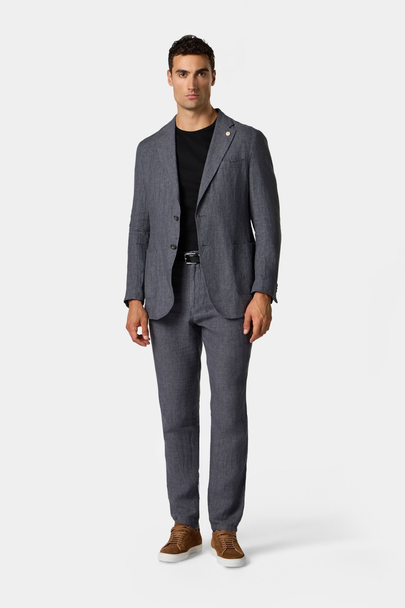 LINEN SINGLE-BREASTED BLAZER DARK GREY 2