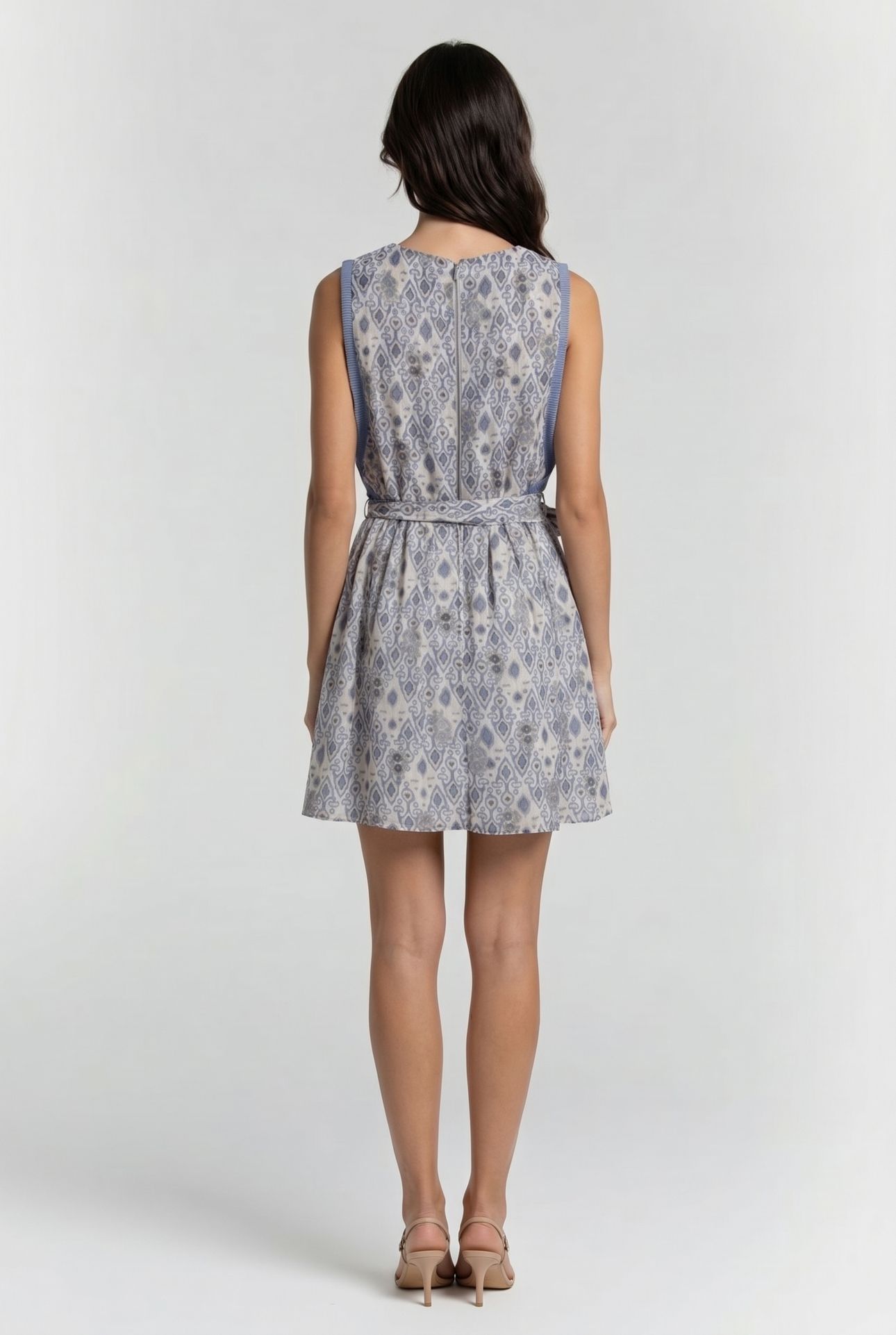 PRINTED FLIPPY DRESS PALE BLUE/IVORY 2