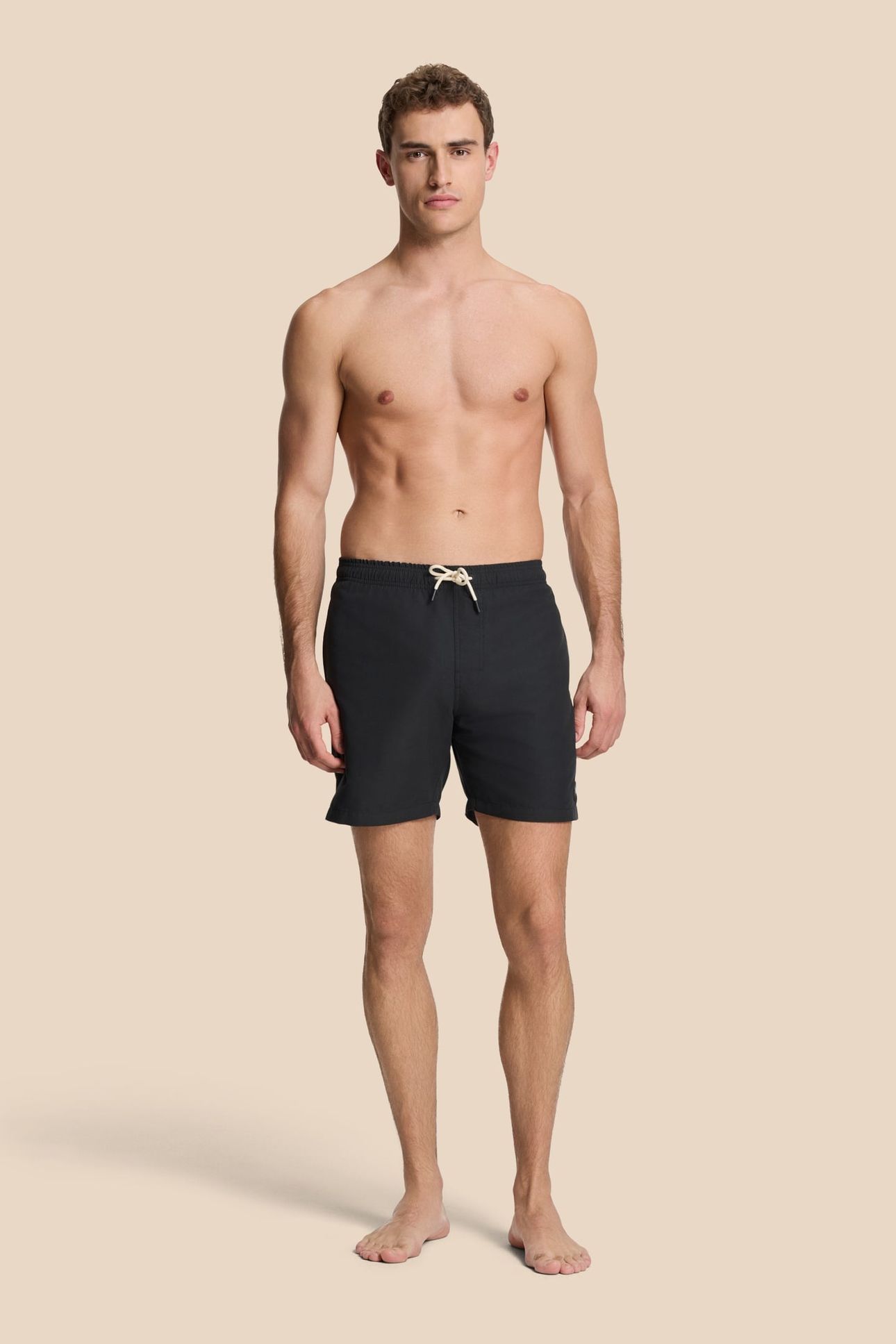 MEN MIKE SWIM SHORTS 7 INCH SOLID BLACK 1