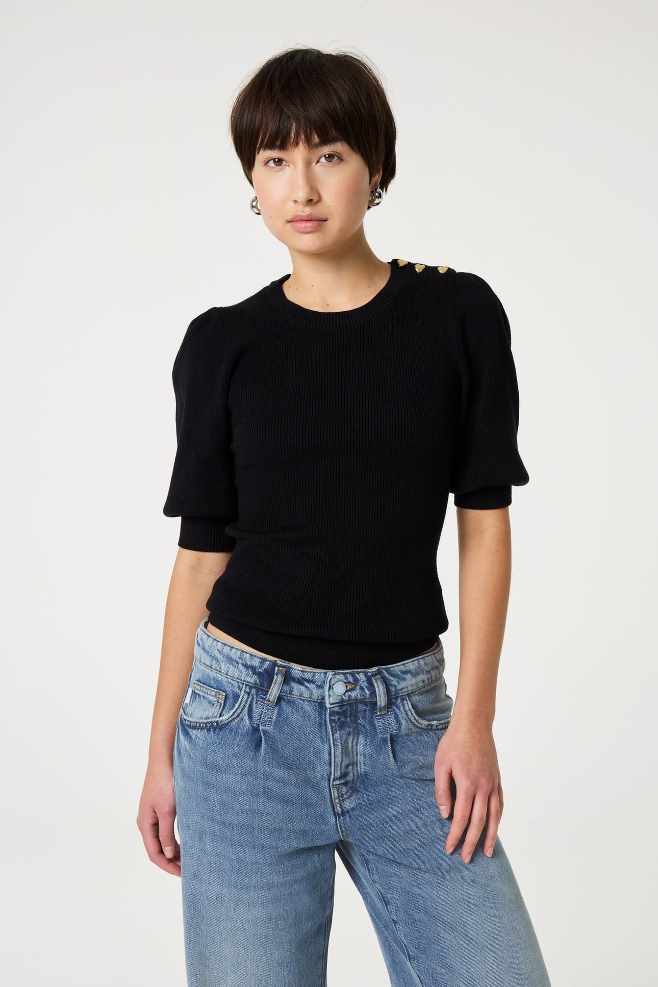 LILLIAN SHORT SLEEVE PULLOVER BLACK 1
