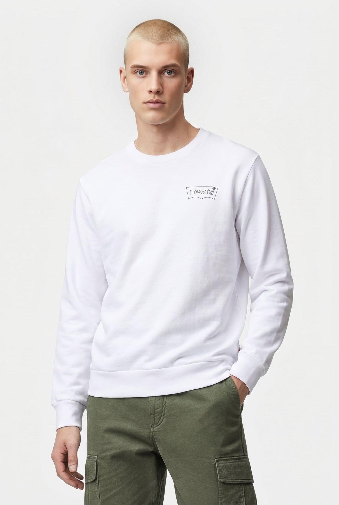 GRAPHIC SWEATSHIRT BATWING OUTLINED CHESTHIT WHITE 1