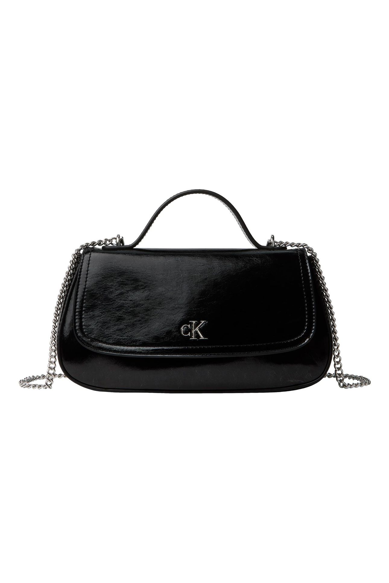 METALLIC TOP HANDLE CROSSOVER BAG BLACK 1