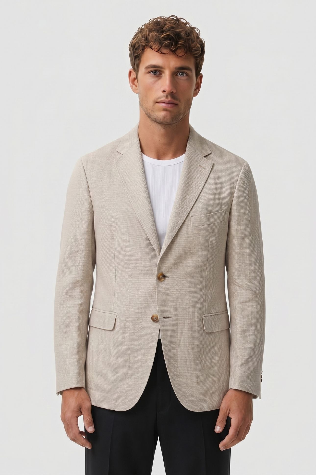 JACKET REGULAR LINING LINEN NATURAL 1