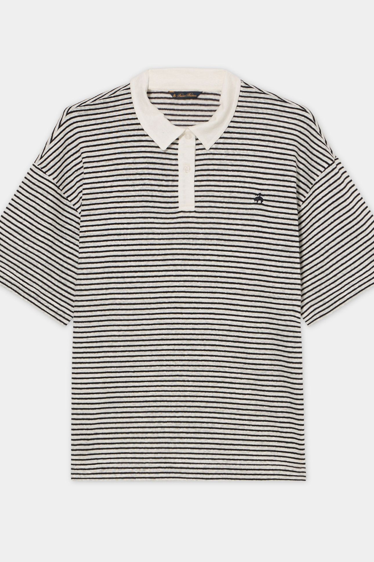 STRIPED LINEN-COTTON JERSEY POLO WITH LOGO WHITE 3