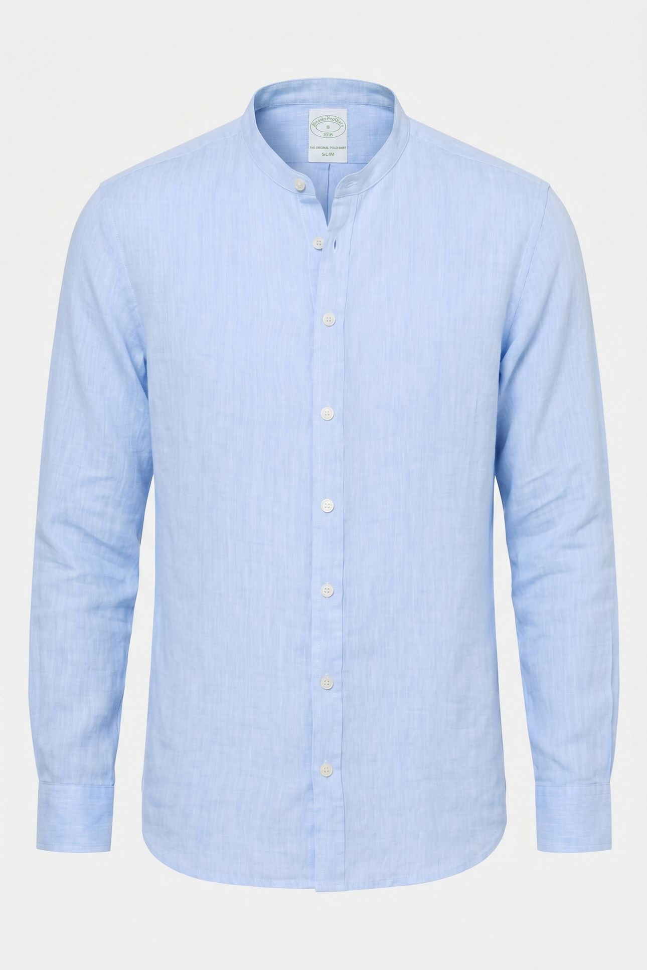 STAND COLLAR SHIRT LINEN LIGHT BLUE 5