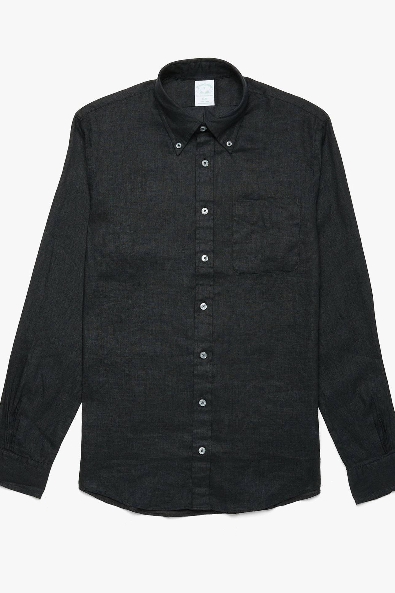 SLIM FIT LINEN SHIRT WITH BUTTON DOWN COLLAR BLACK 4
