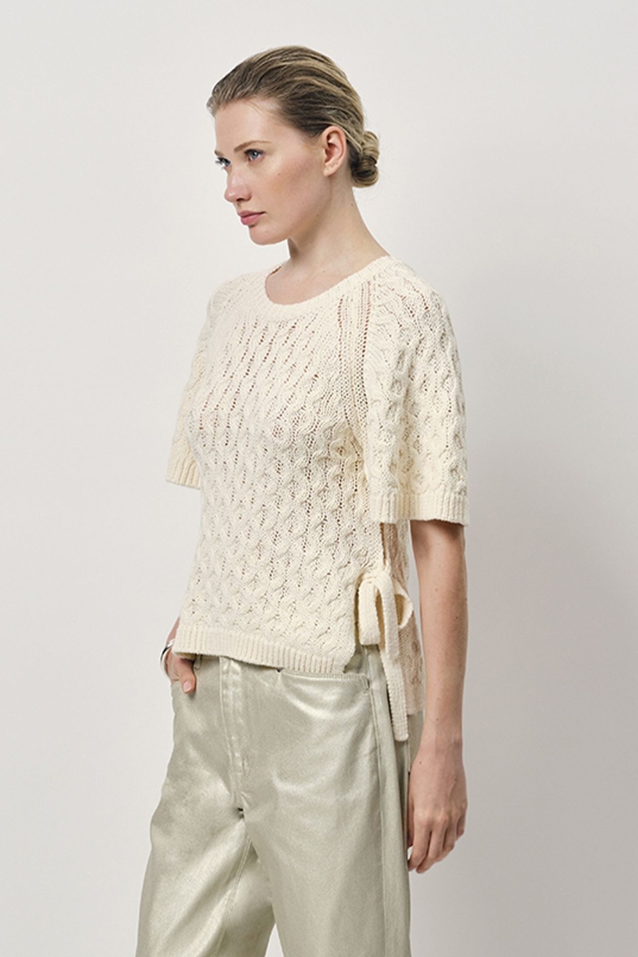 JAYE FANCY KNITTED CABLE TOP BUTTER CREAM 3