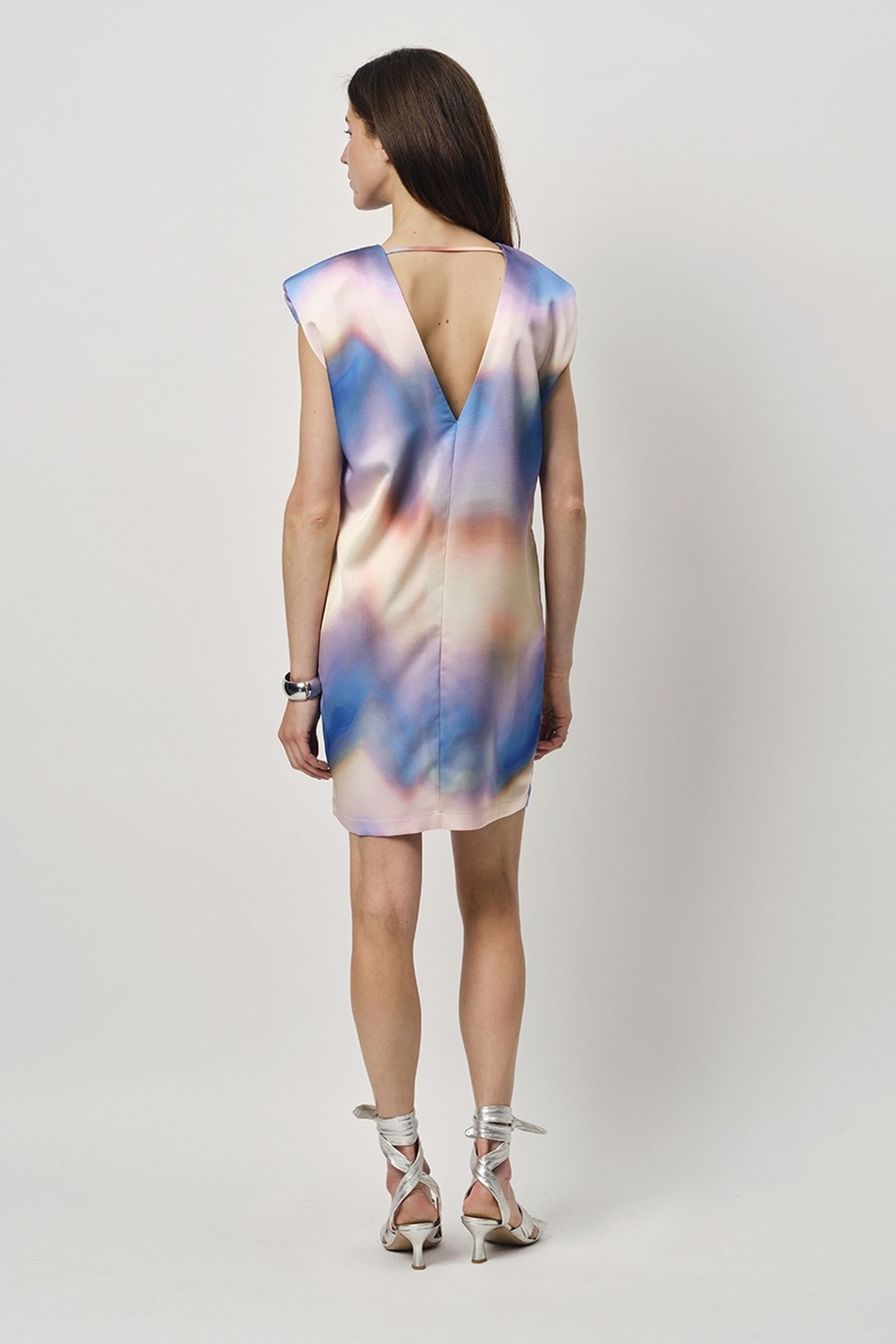 PEYTON PRINTED POWER SHOULDER DRESS MULTICOLOUR 2