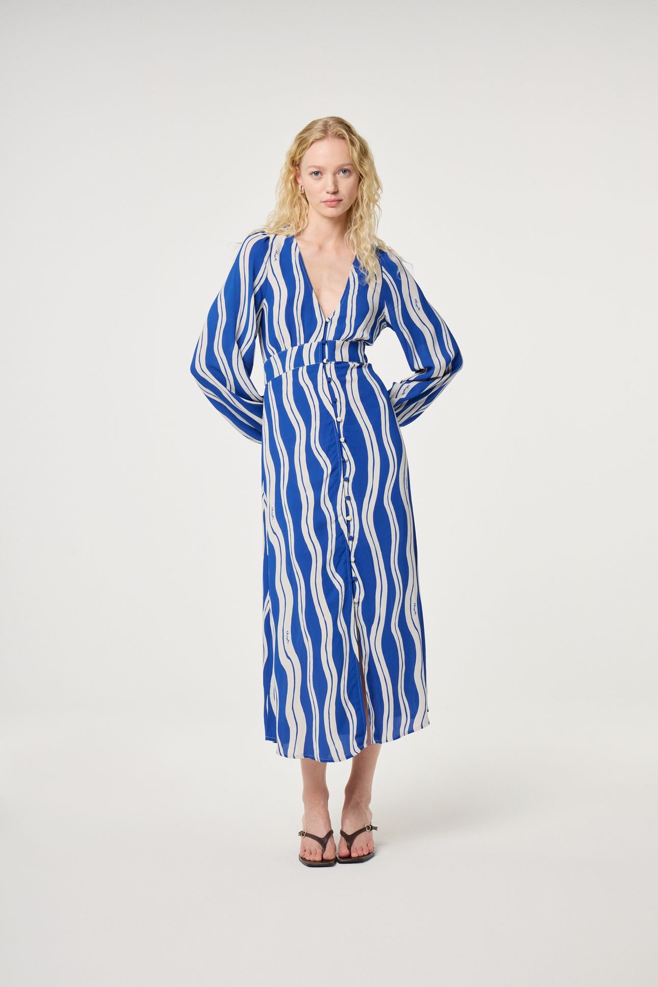 ANA DRESS COSY WHITE/COBALT 1