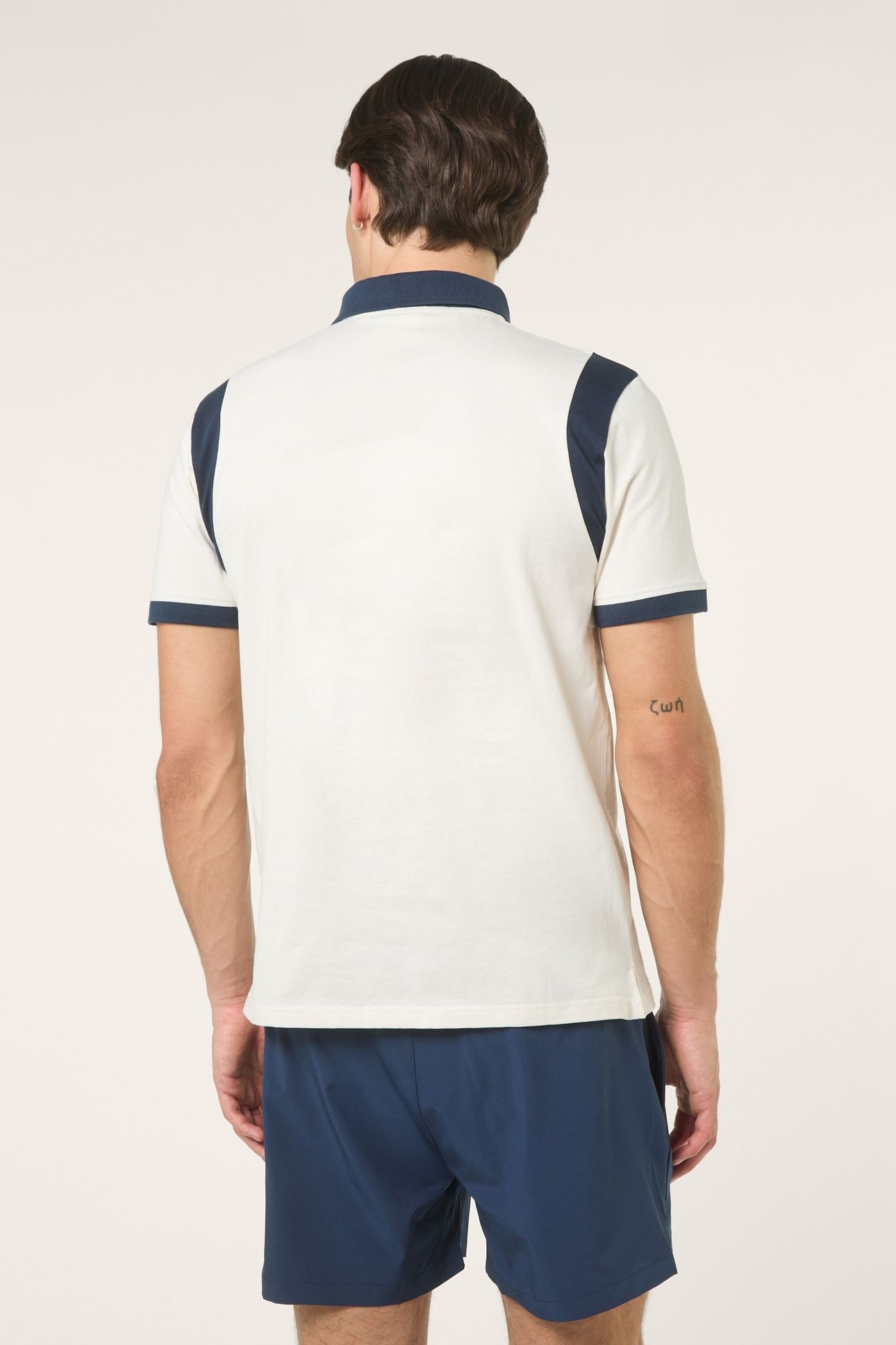 CASOLI REGULAR BLOCKED POLO SHIRT EGRET-BLACK IRIS 3