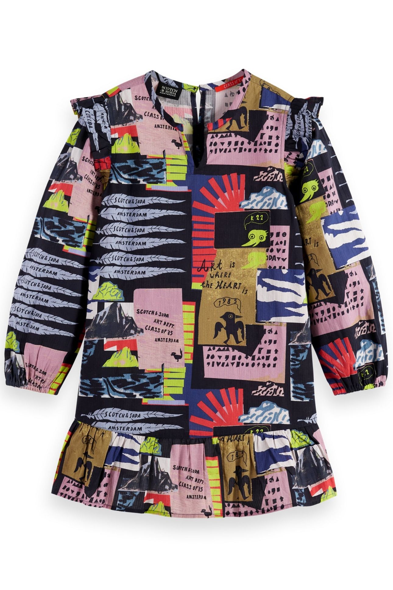 GIRL ALL-OVER PRINTED SEERSUCKER DRESS ART DEPT COLLAGE ANTH 1