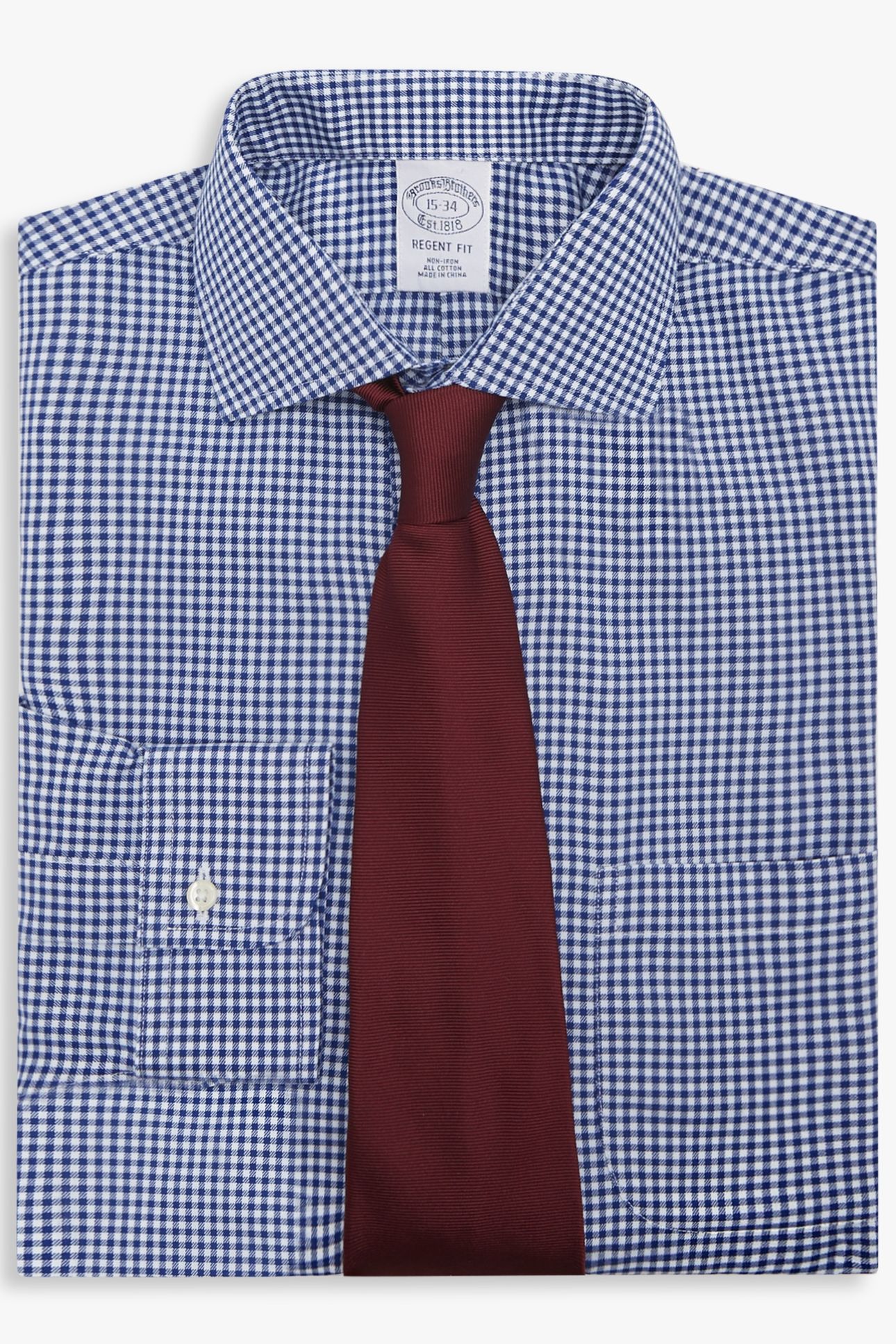 REGULAR FIT BLUE NON-IRON SPREAD COLLAR DRESS SHIRT BLUE 3