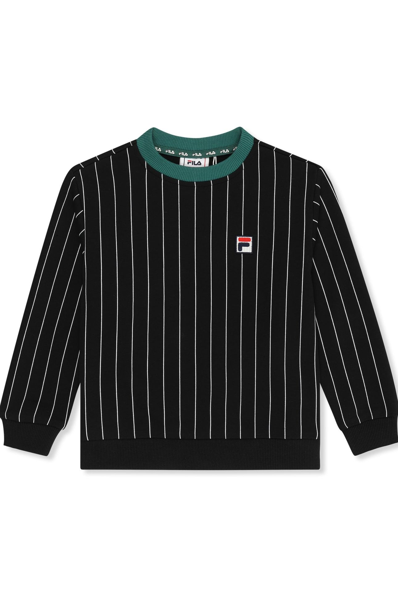 LUBACO REGULAR PINSTRIPED CREWNECK SWEATSHIRT BLACK / EGRET 1