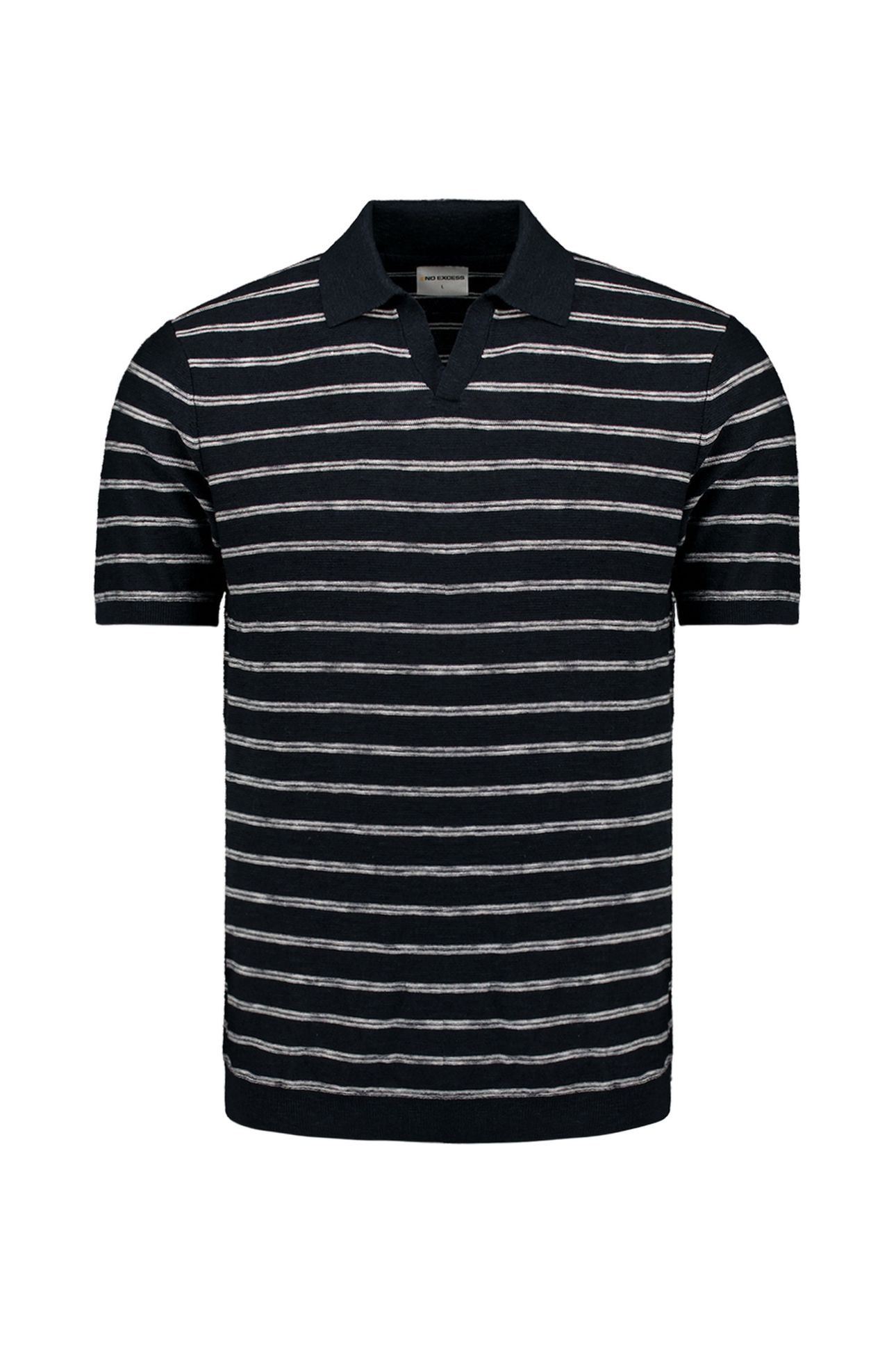 PULLOVER SHORT SLEEVE POLO V STRIPES WITH LINEN NIGHT 5