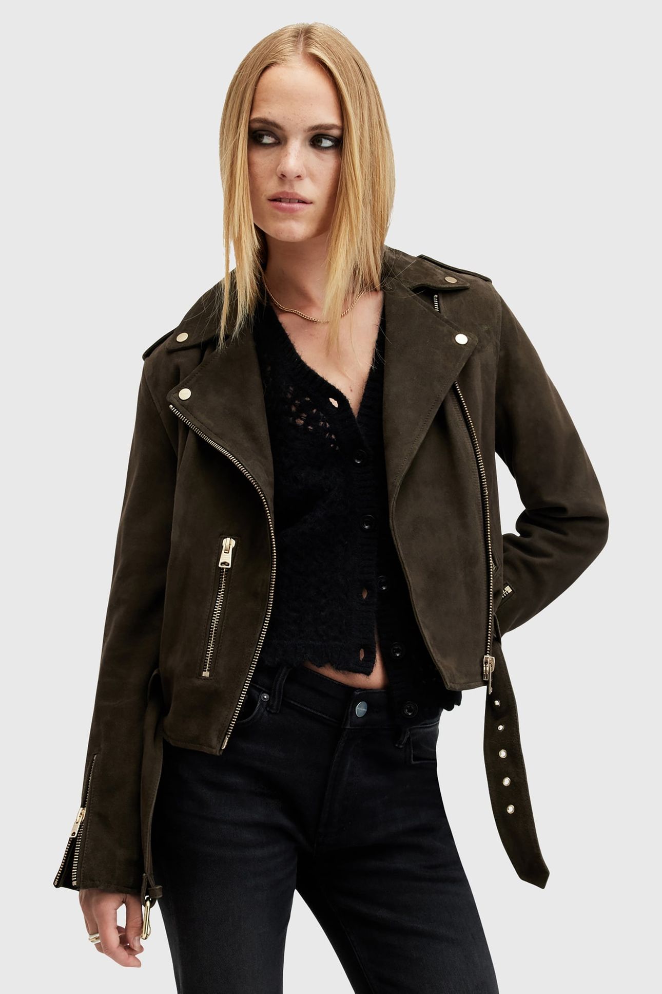 SUEDE BALFERN BIKER TARMAC GREEN 4