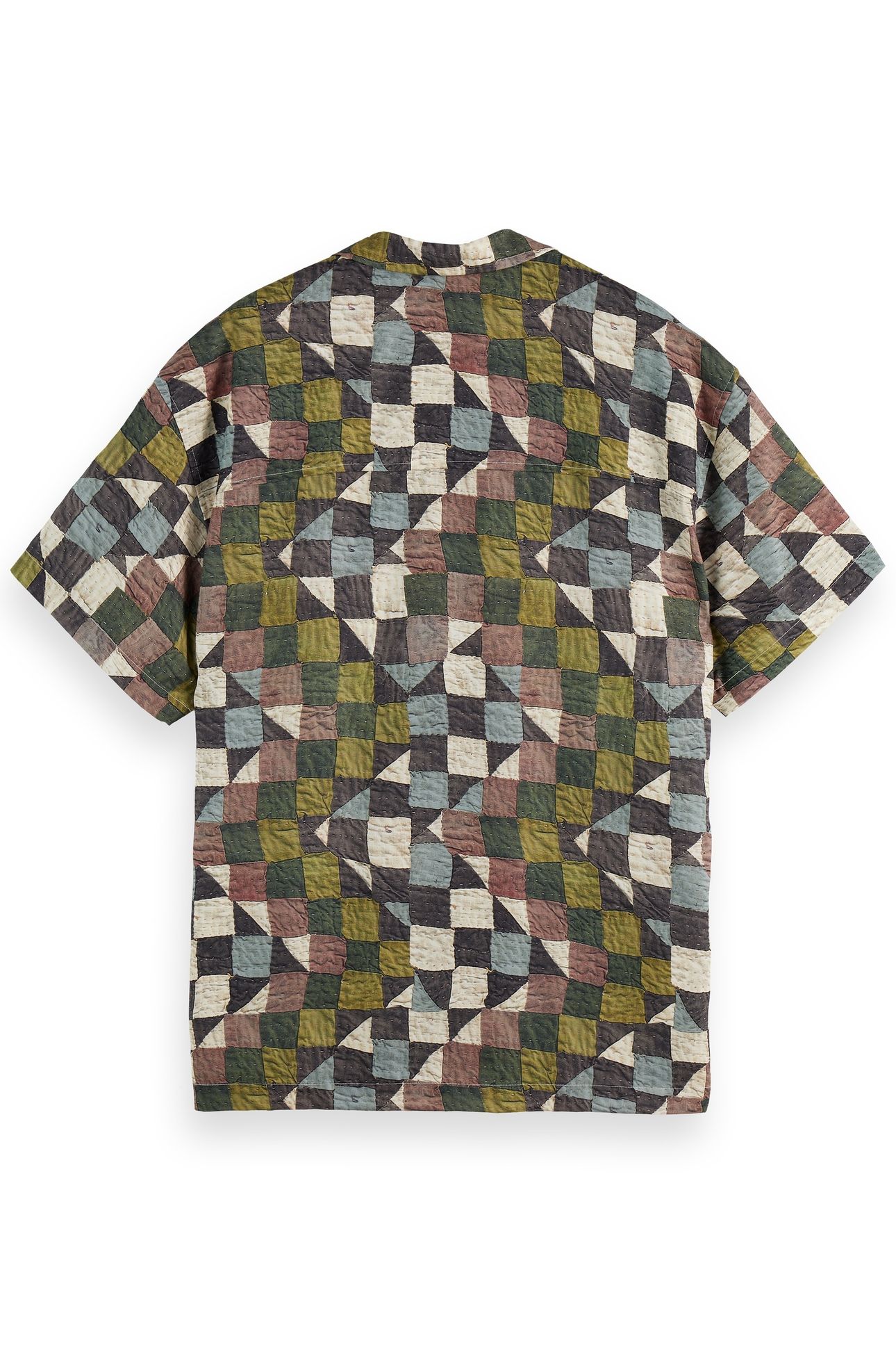 PRINTED SHORT-SLEEVED TENCEL SHIRT ZIG ZAG PATCHWORK MULTI 5