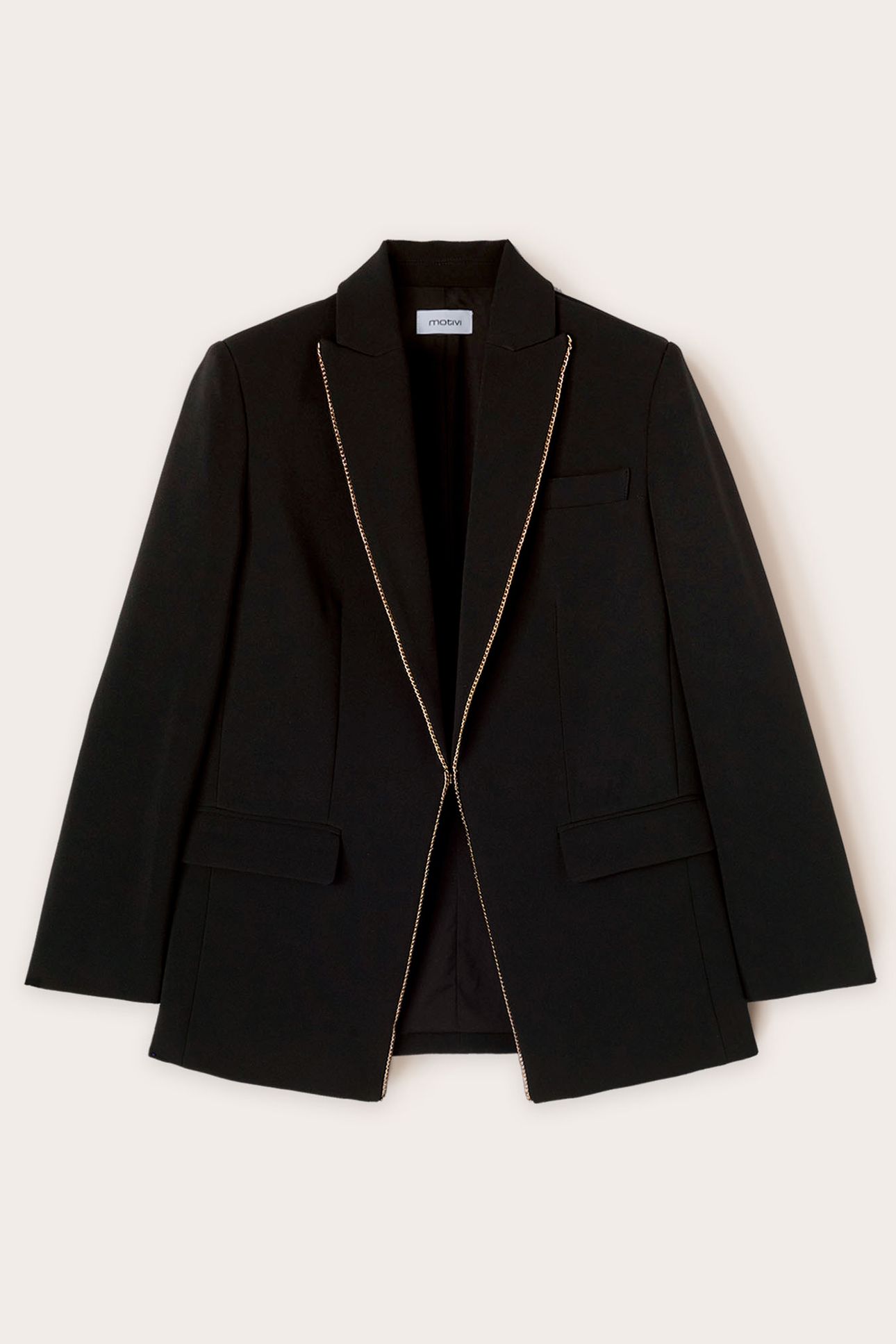 CREPE FABRIC JACKET WITH METAL CHAIN DETAIL BLACK 3