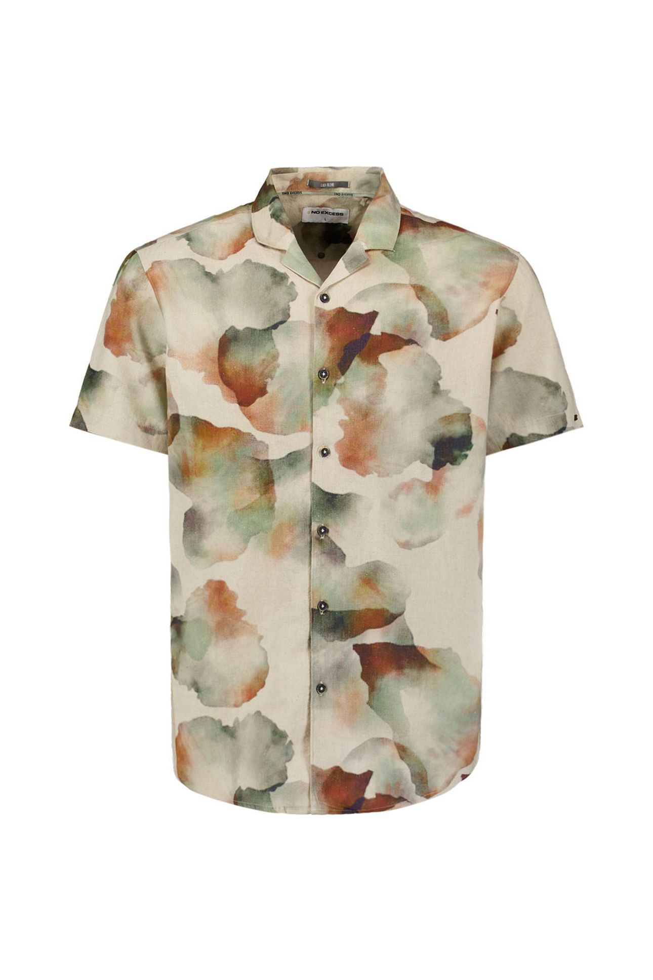 SHIRT SHORT SLEEVE REVERS COLLAR ALLOVER PRINTED WITH LINEN 5