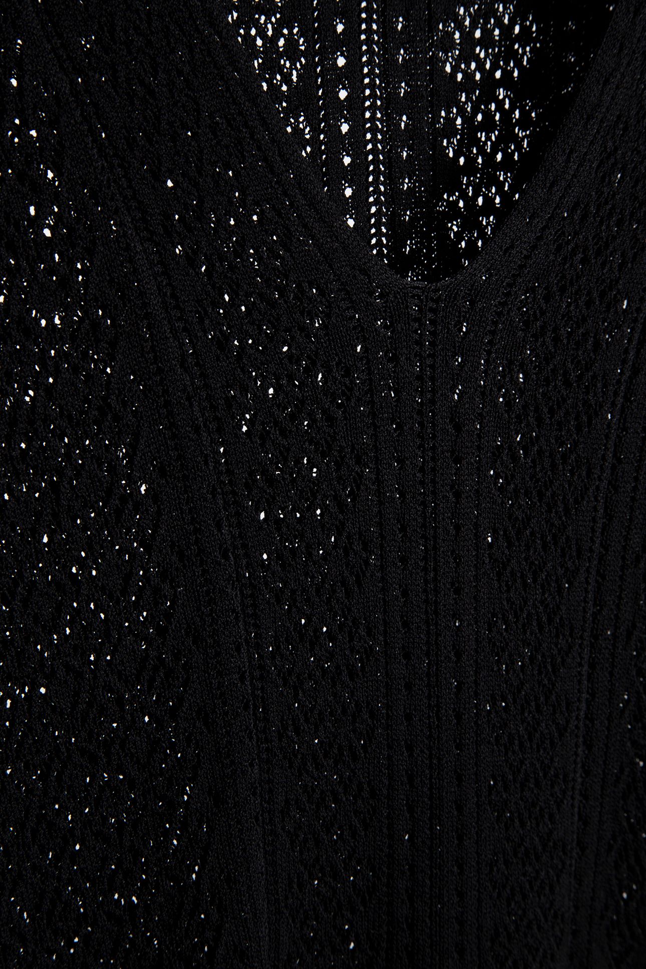V-NECK KNITTED CROCHET DRESS BLACK 4