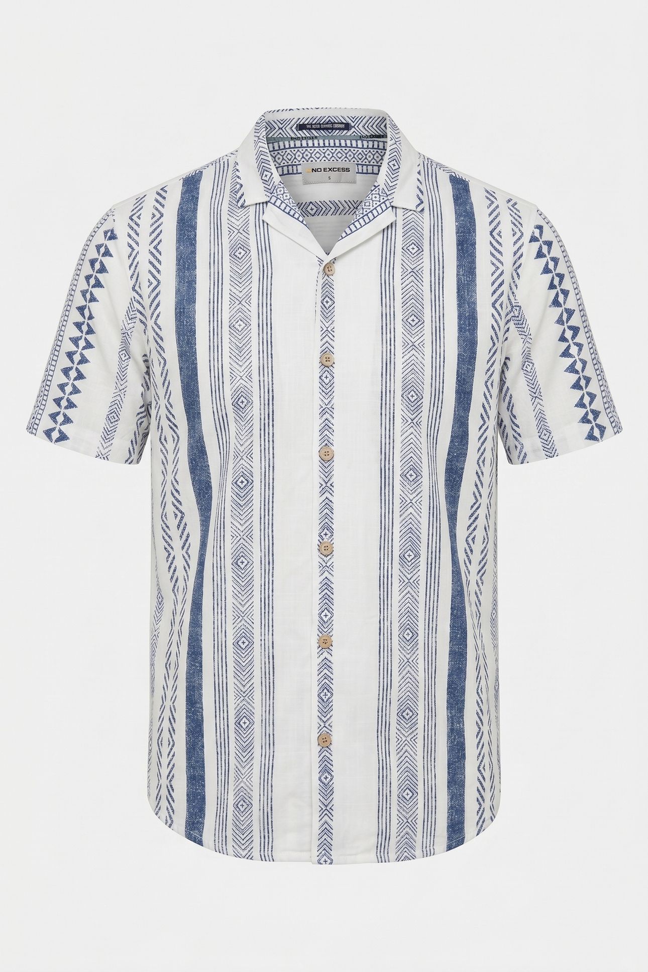 SHIRT SHORT SLEEVE REVERS COLLAR SLUB ALLOVER PRINTED INDIGO 4
