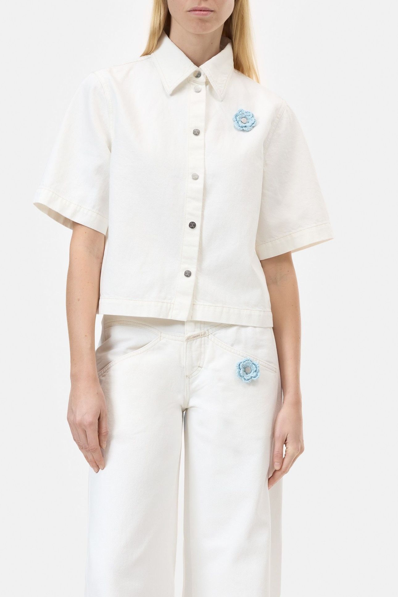 SHORT SLEEVE DENIM SHIRT ECRU 2