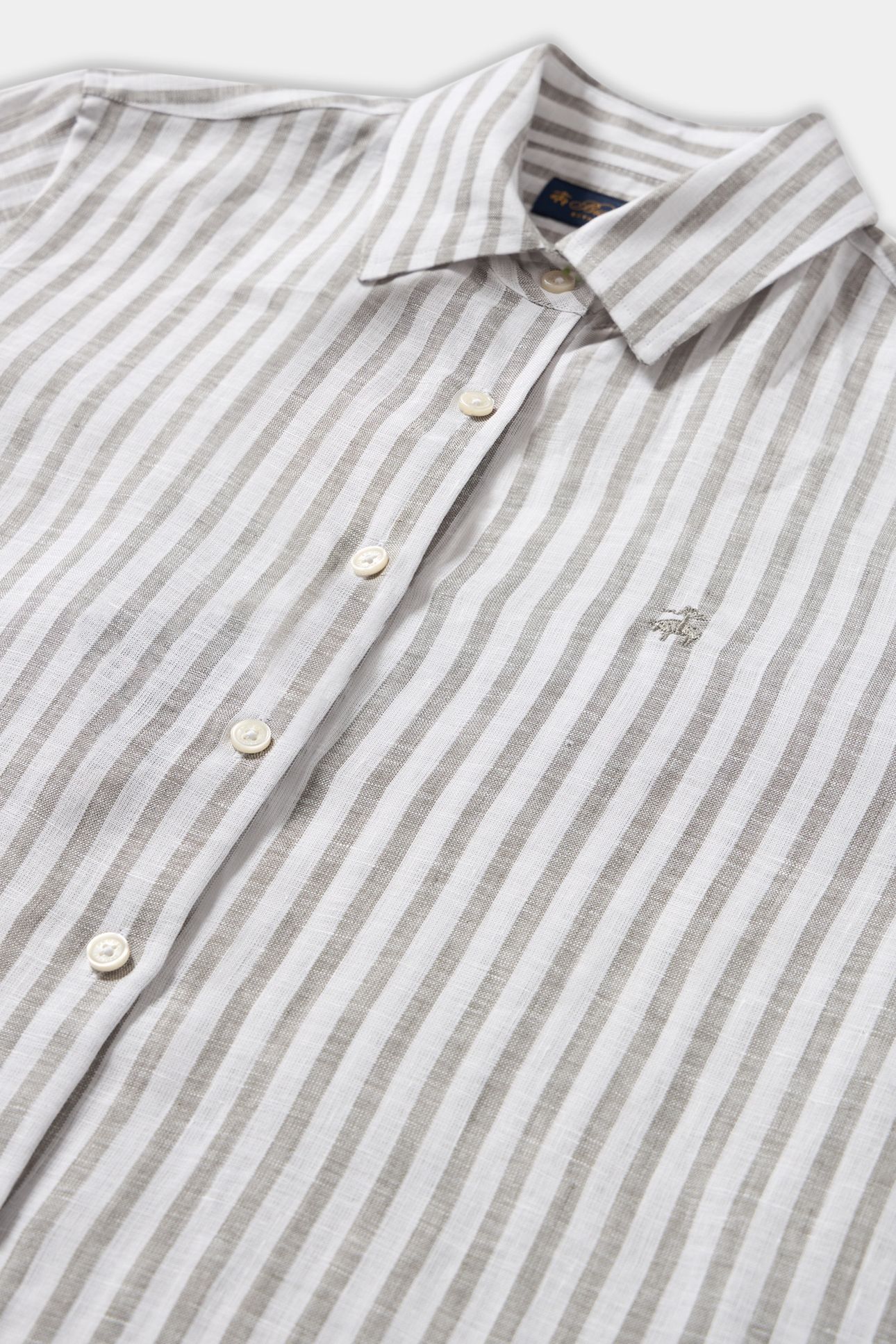 RELAXED FIT STRIPED LINEN SHIRT MEN'S DESIGN GREEN 5