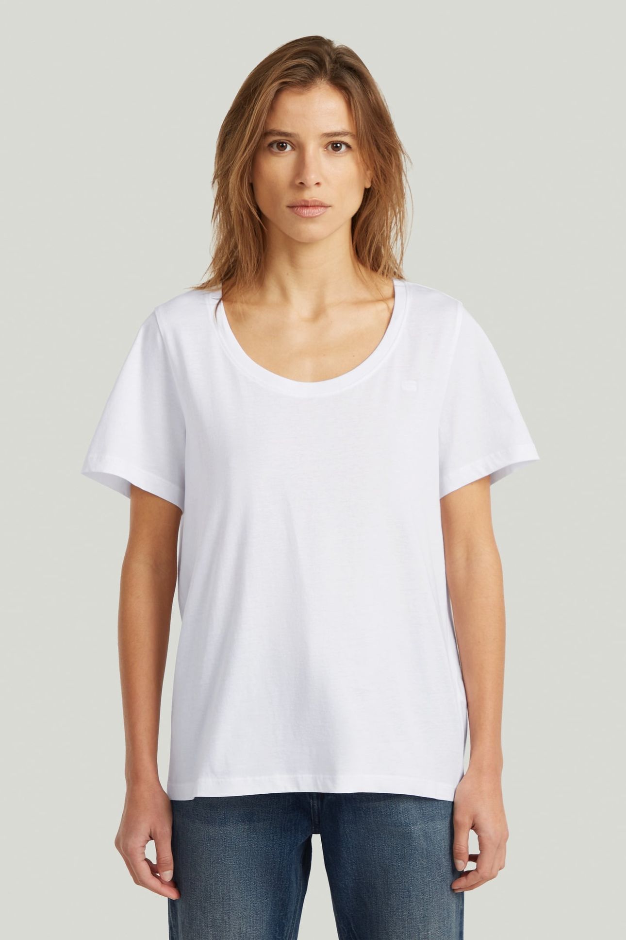 SCOOP NECK T WHITE 1