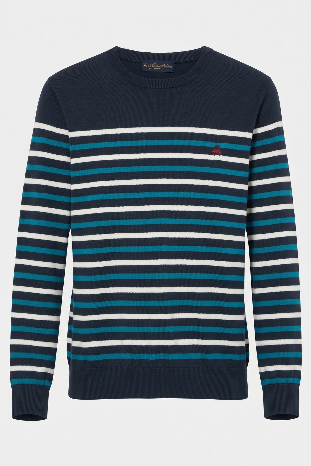STRIPES LOGOED CREWNECK SUPIMA COTTON BLUE 5