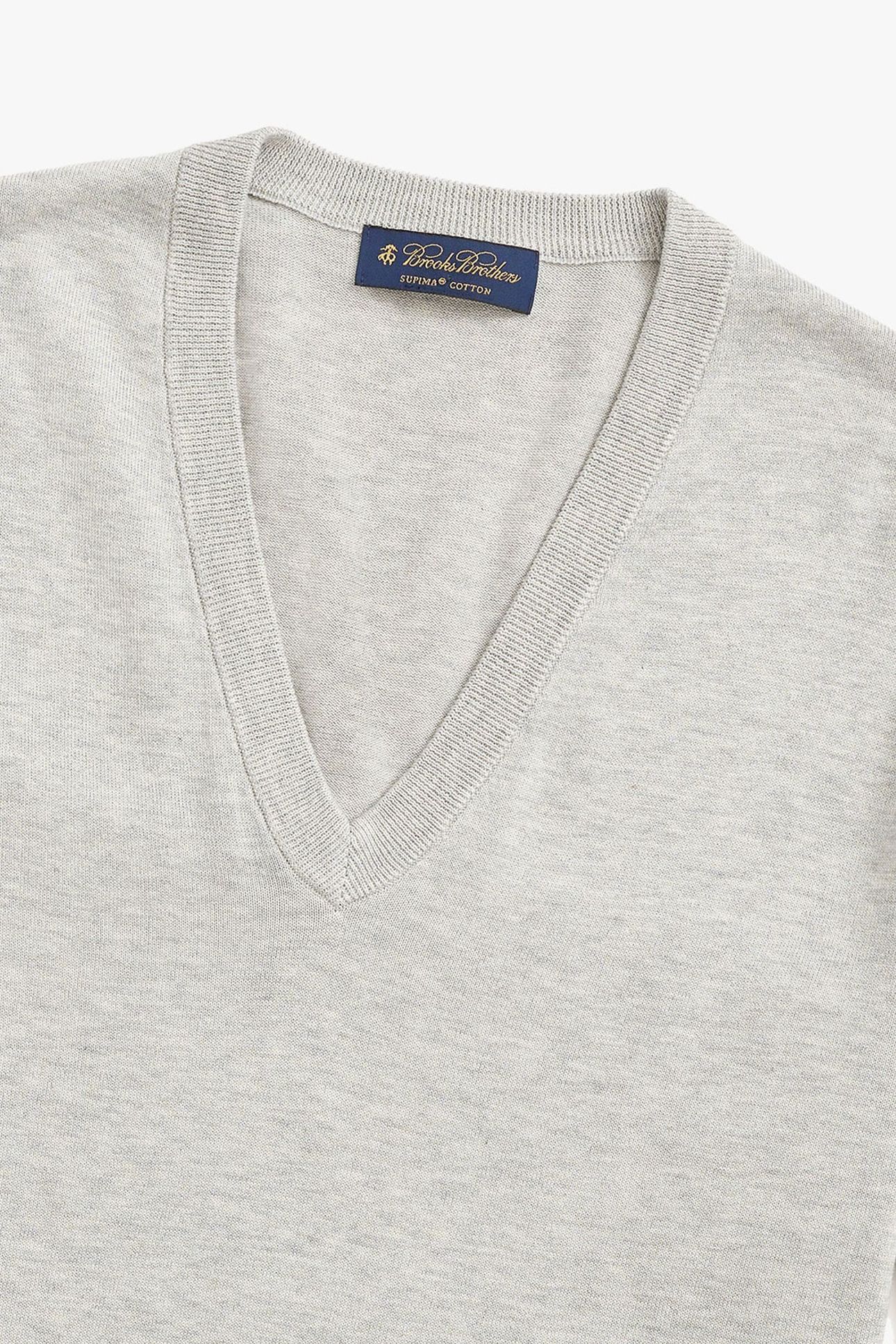 SUPIMA COTTON V-NECK SWEATER GREY 5