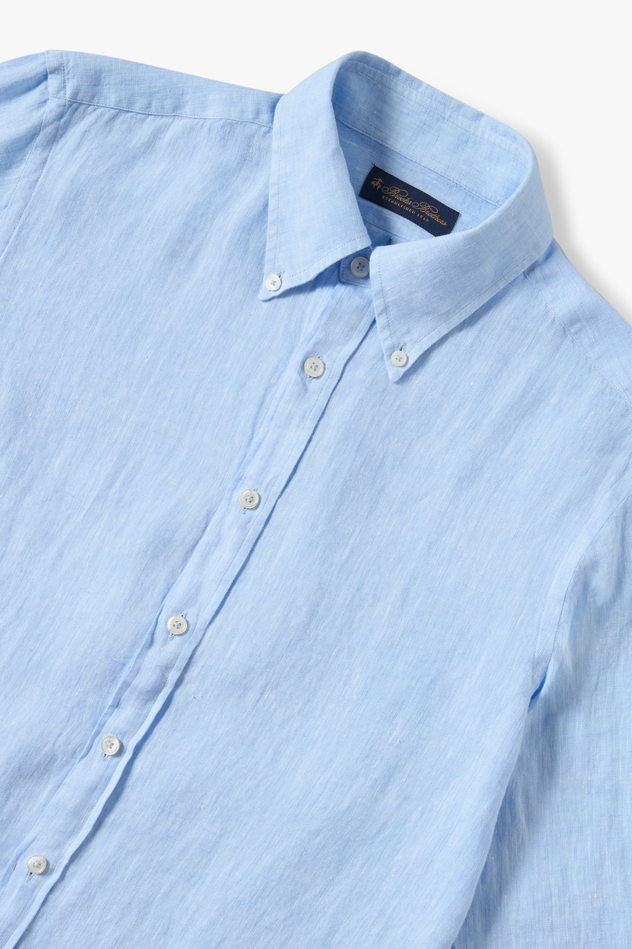 SLIM FIT LINEN BUTTON DOWN SHIRT LIGHT BLUE 5