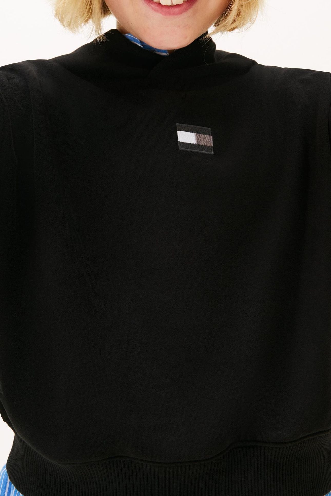 GIRLS TONAL FLAG HOODIE BLACK 5
