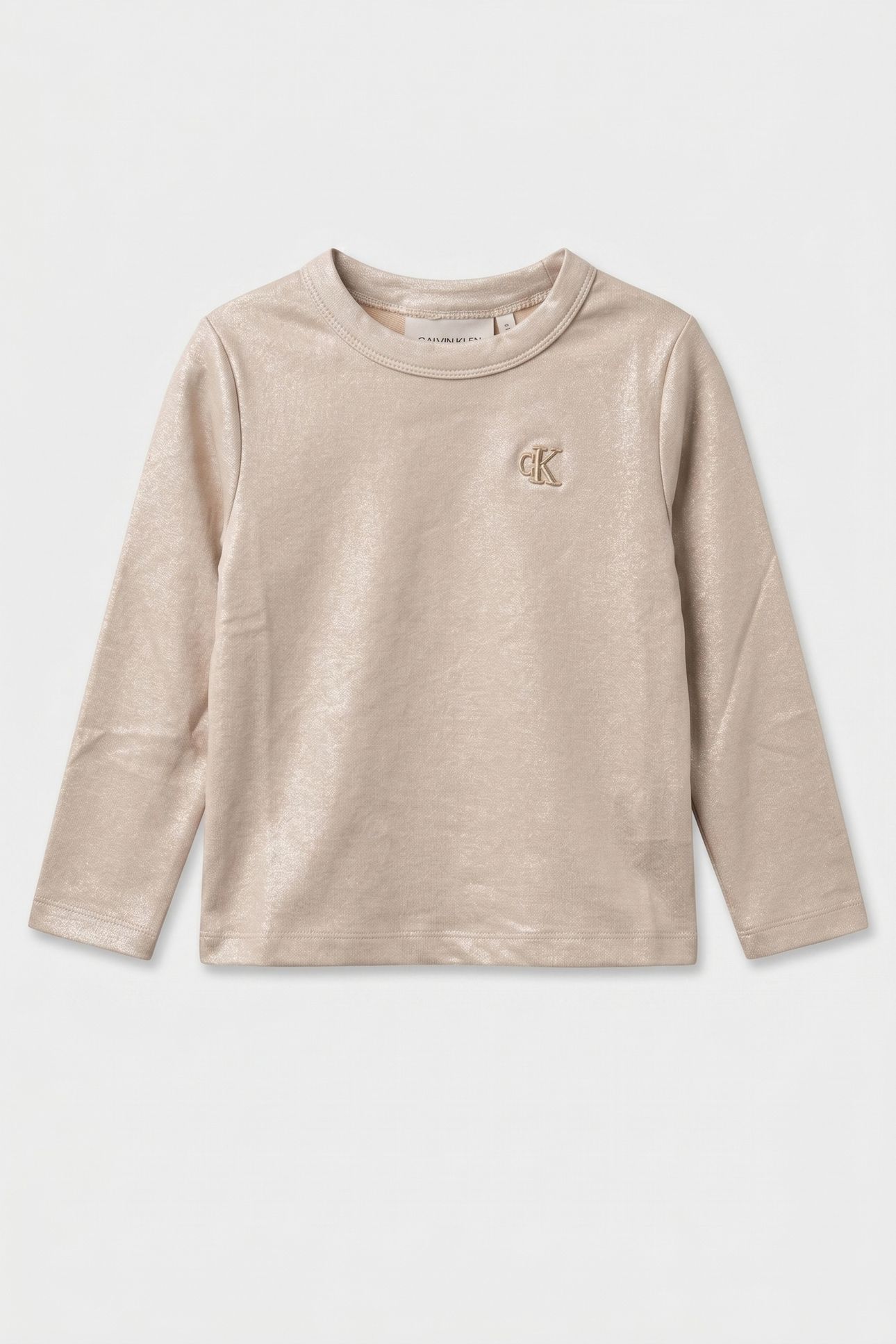 GIRLS GLITTER COATED LS TEE FROSTED ALMOND 2