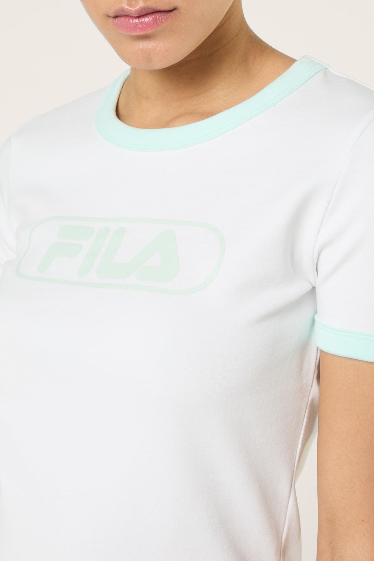 CERCINA SLIM LOGO RINGER BABY TEE BRIGHT WHITE-SOOTHING SEA 6