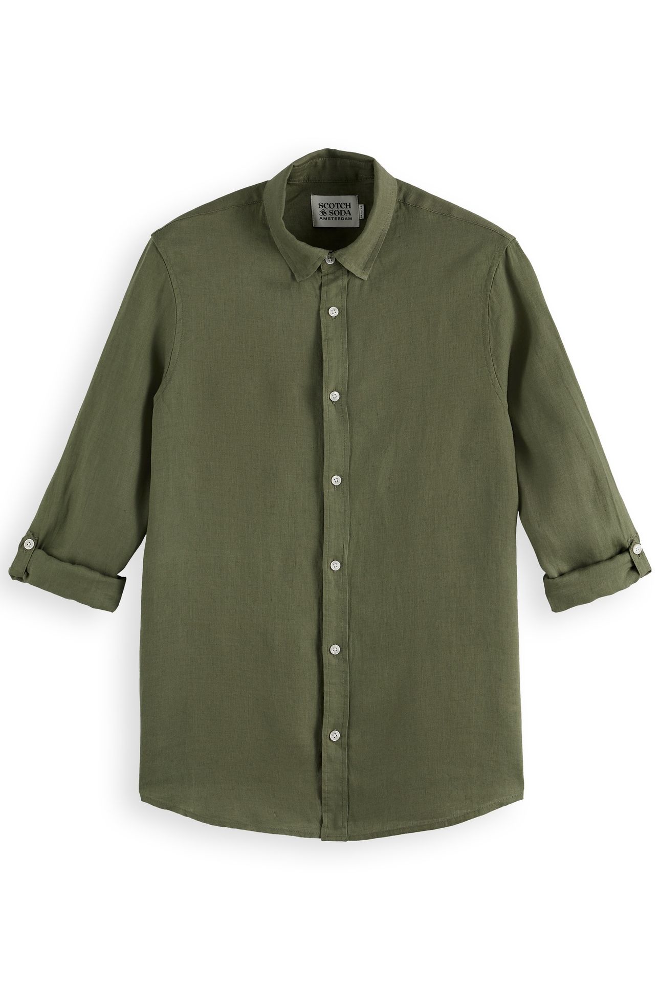 SEASONAL CORE - REGULAR FIT LINEN SHIRT ARMY 4