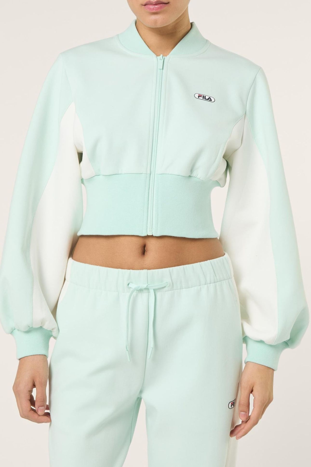 LECORE CROPPED HIGH RIB SCUBA TRACK JACKET SOOTHING SEA-EGRE 1