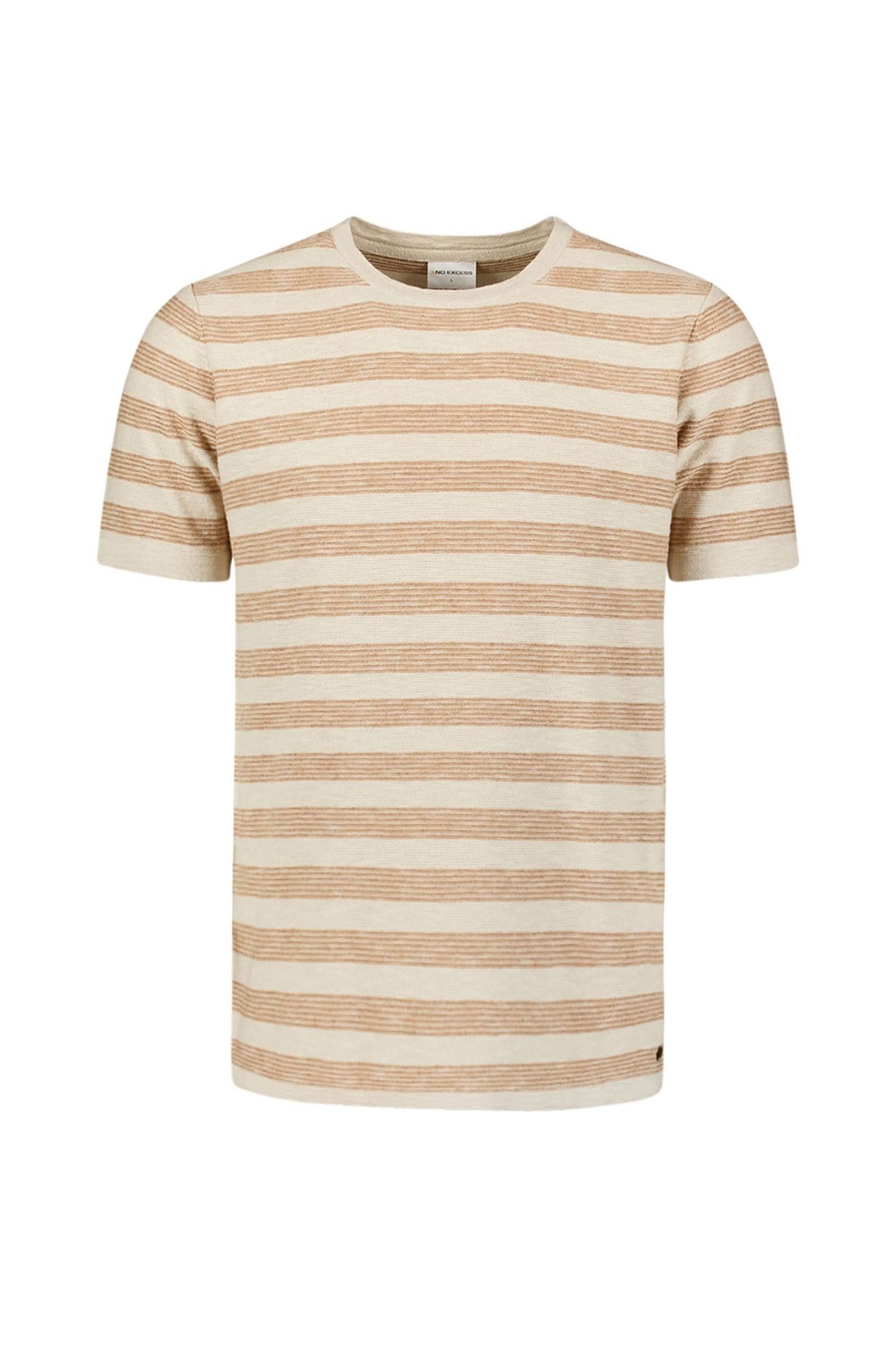 PULLOVER SHORT SLEEVE CREWNECK STRIPES WITH LINEN KHAKI 1