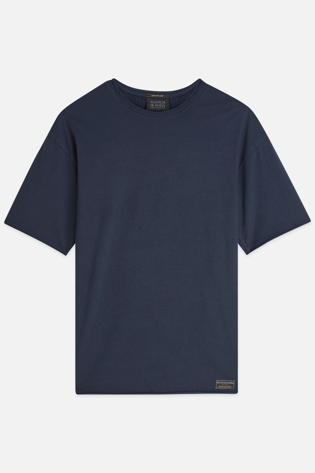 CORE RAW-EDGED RELAXED-FIT GARMENT-DYED T-SHIRT NAVY 4
