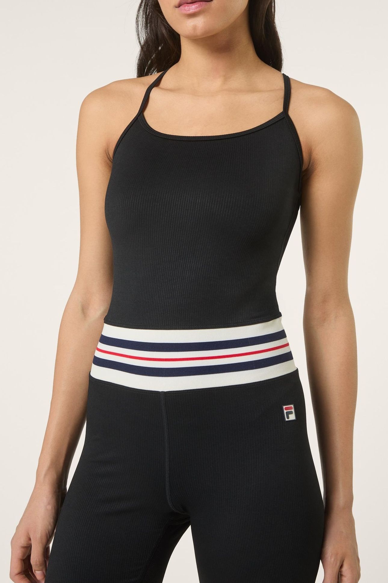 BIENTINA SHORT HERITAGE TAPE ACTIVE JUMPSUIT BLACK 1