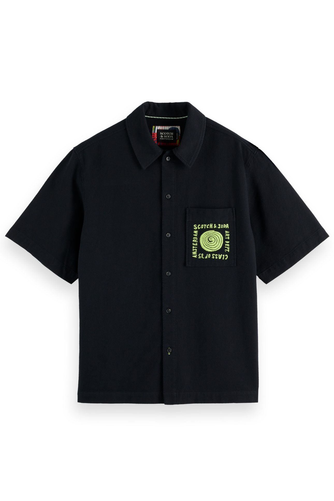 STRUCTURED COTTON SHORT-SLEEVED SHIRT CHARCOAL ART 4