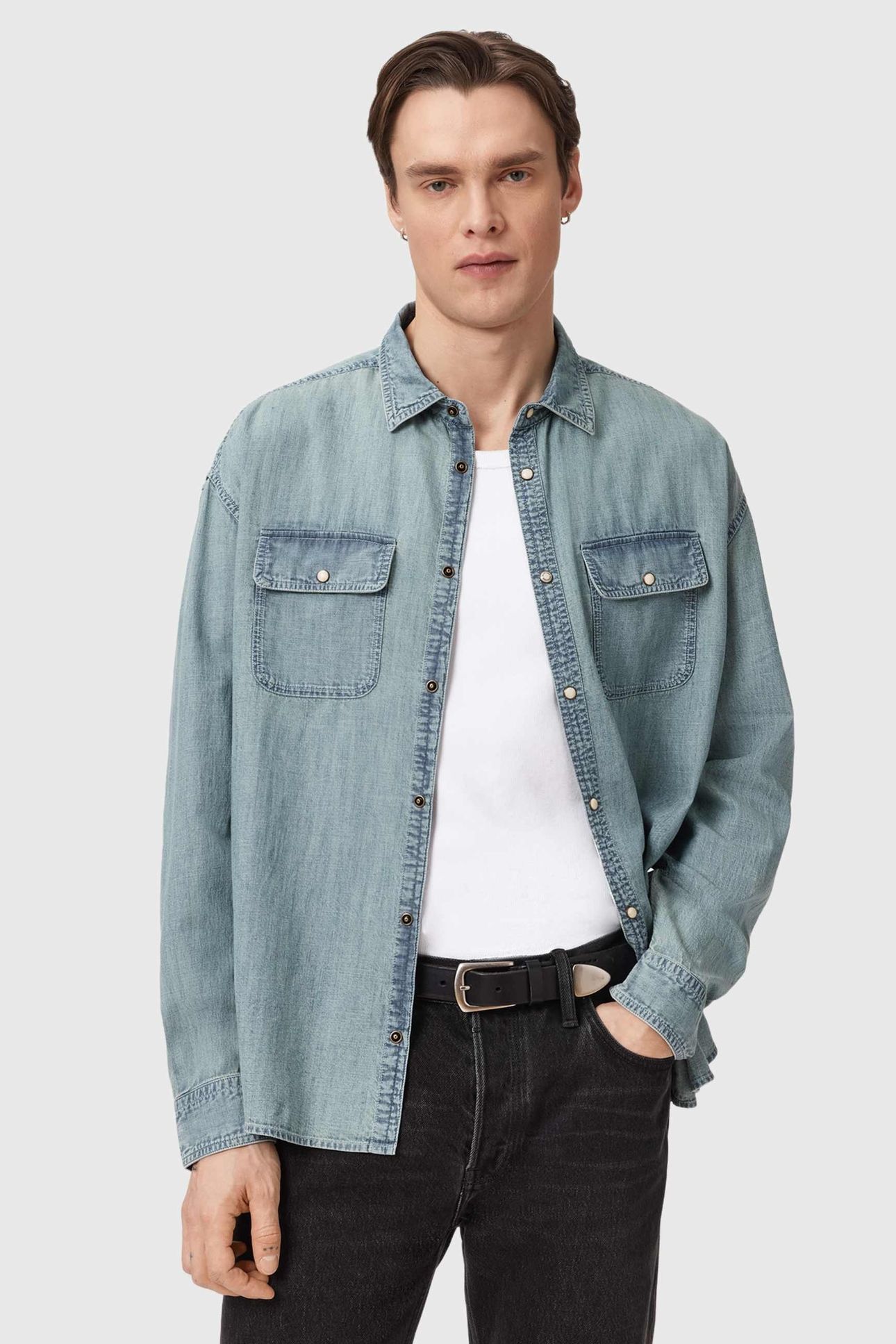 GRIBBS LS SHIRT FADED INDIGO 3