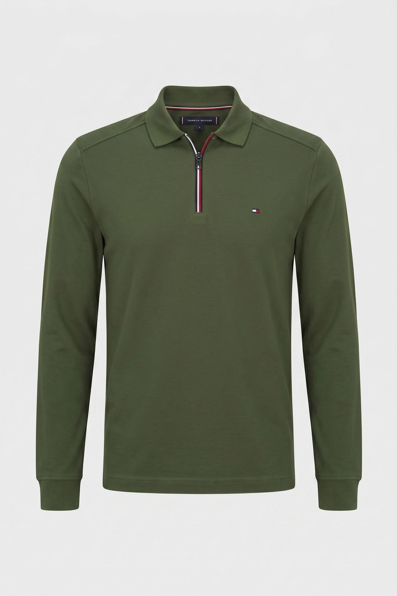 FLUID COTTON FLAG EMBROIDERY ZIP POLO SHIRT MOUNTAIN PINE 3