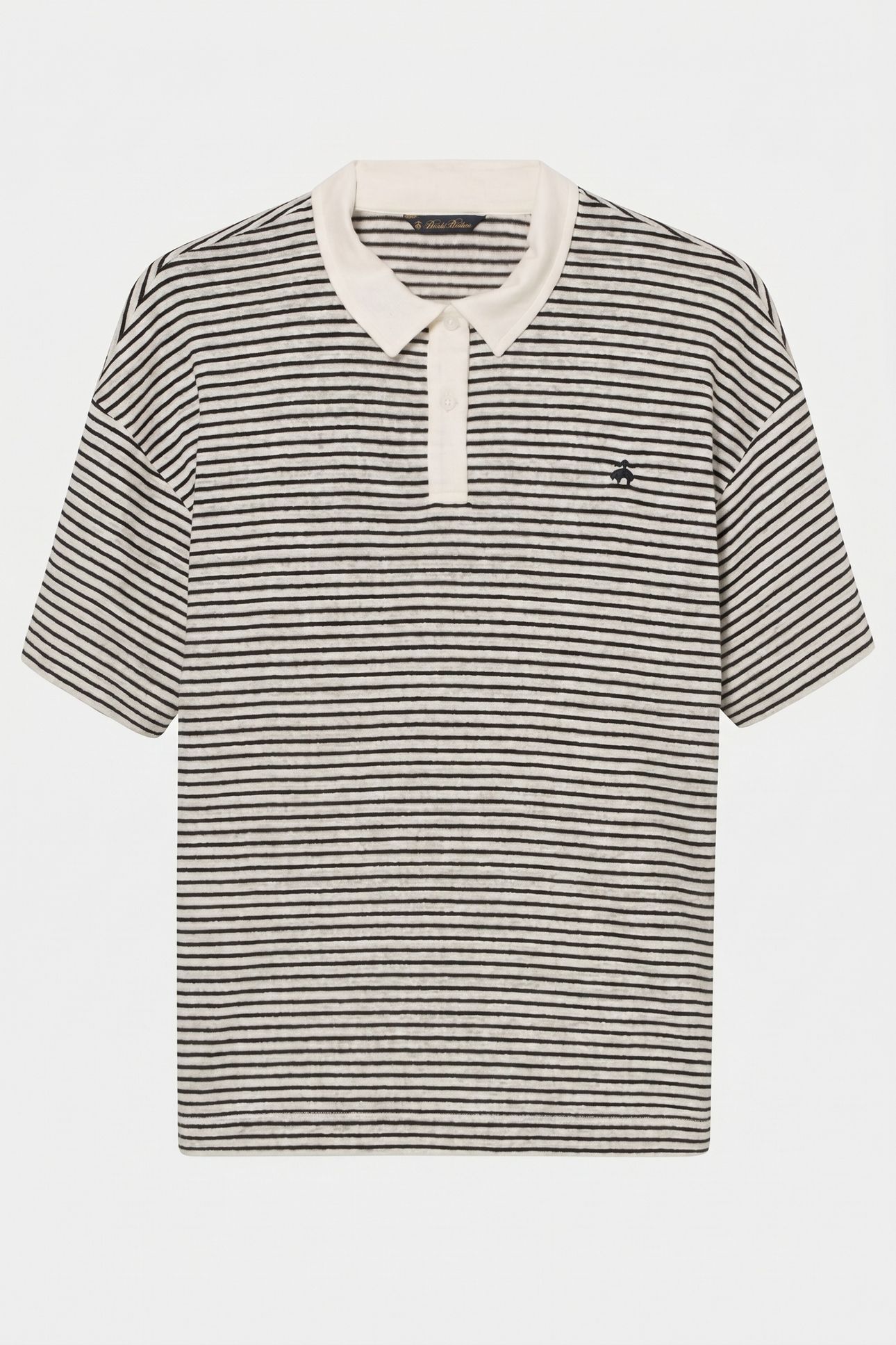 STRIPED LINEN-COTTON JERSEY POLO WITH LOGO WHITE 5
