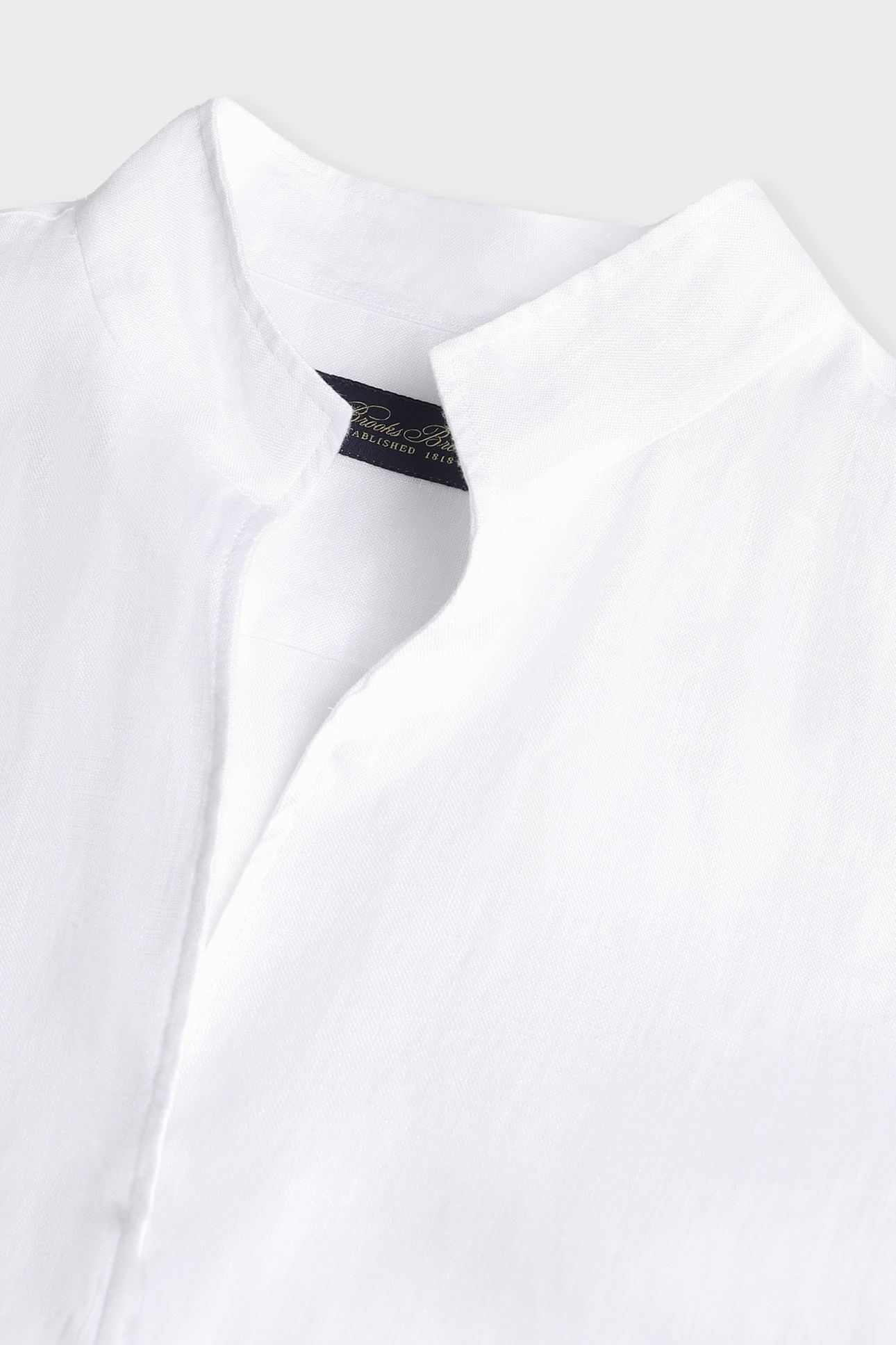SLIM FIT LINEN SHIRT WITH STAND COLLAR WHITE 4