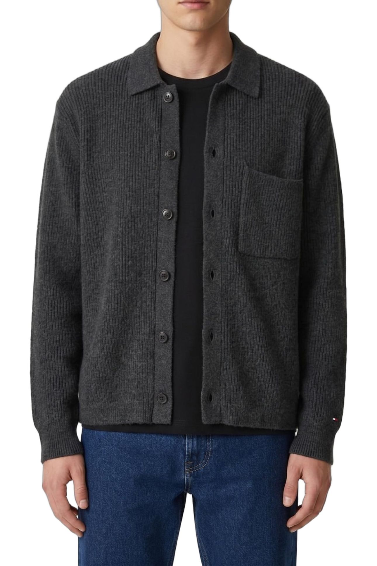 FISHERMAN RIB COACH JACKET DARK GREY HEATHER 1